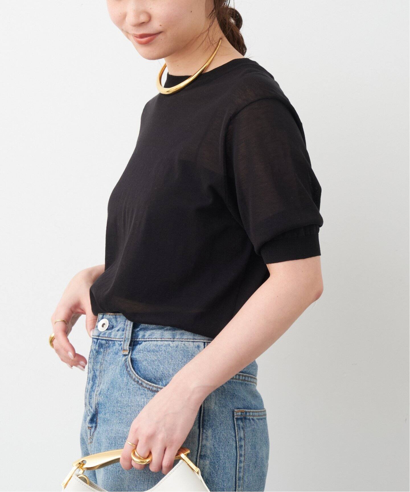 Sheer ハーフスリーブ プルオーバー（ニット／セーター）｜Deuxieme 