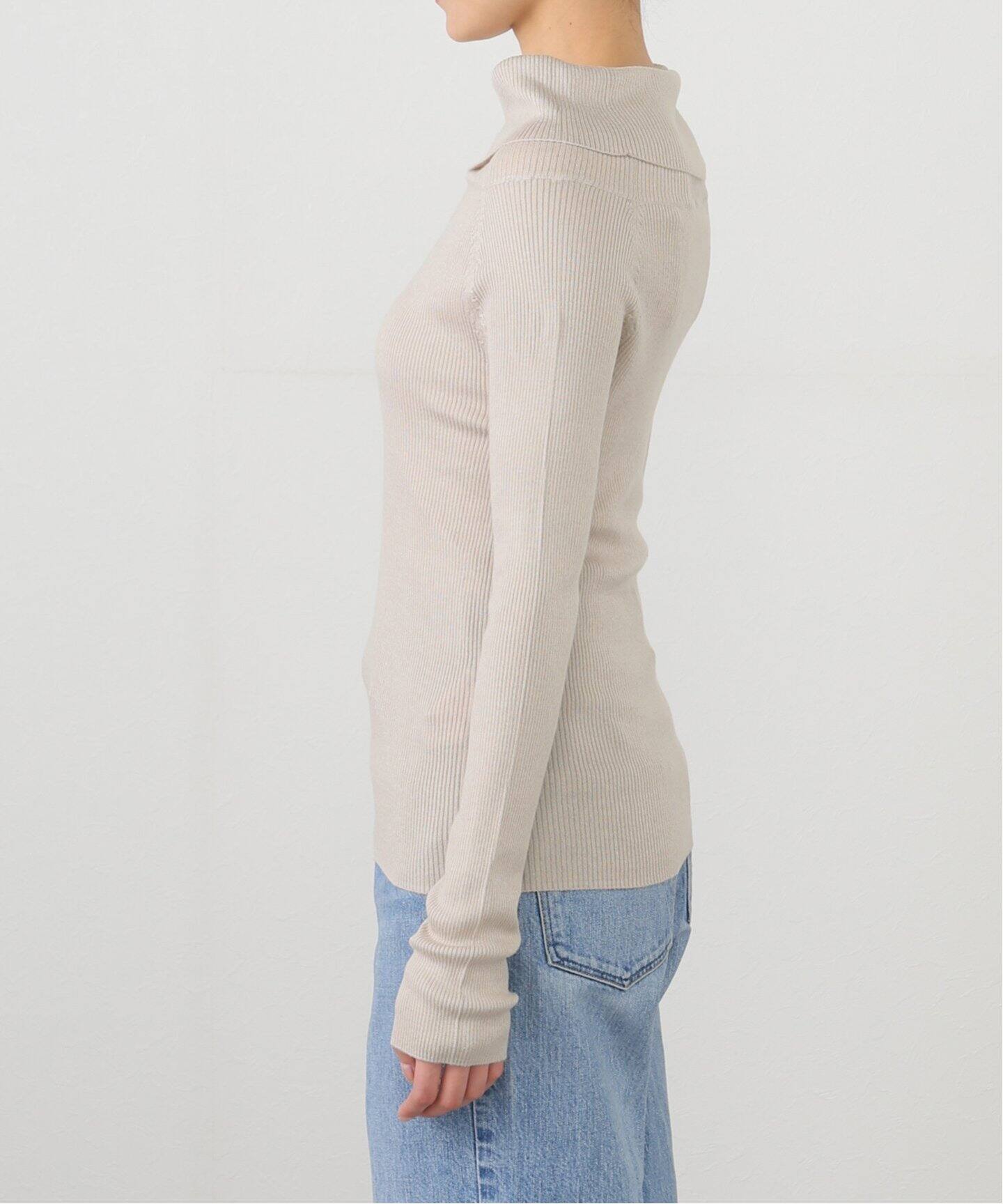 APLOMB/アプロンブ】 RIBBED FOLDED NECK セーター（ニット／セーター 