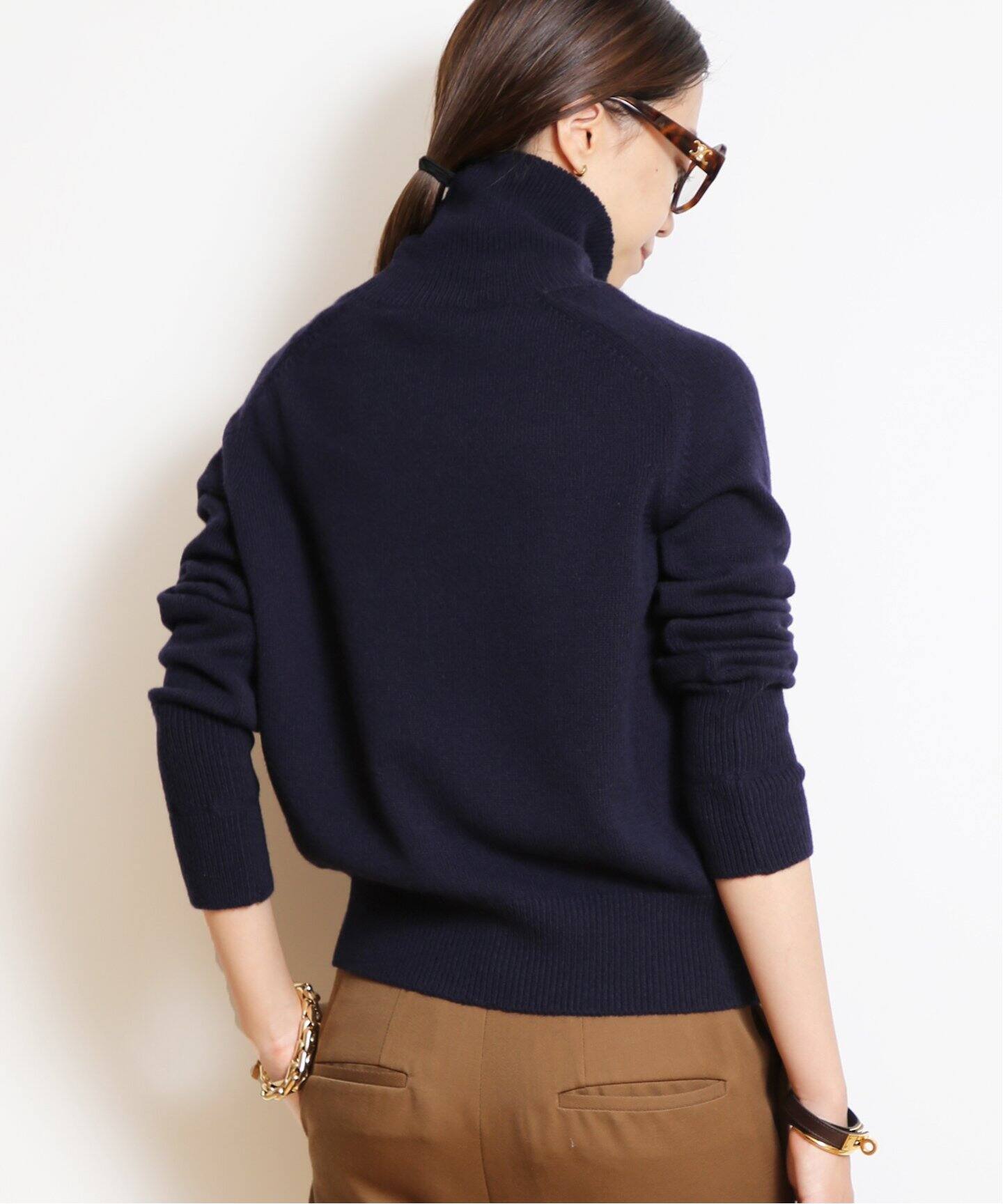 VICTORIA BECKHAM/ヴィクトリアベッカム】タートルネックニット(NAVY 