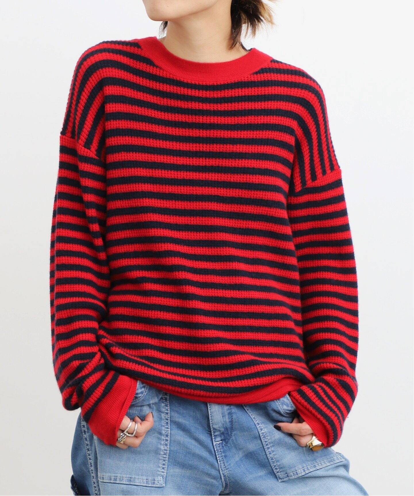 Cashmere Border Thermal Knit（ニット／セーター）｜L 