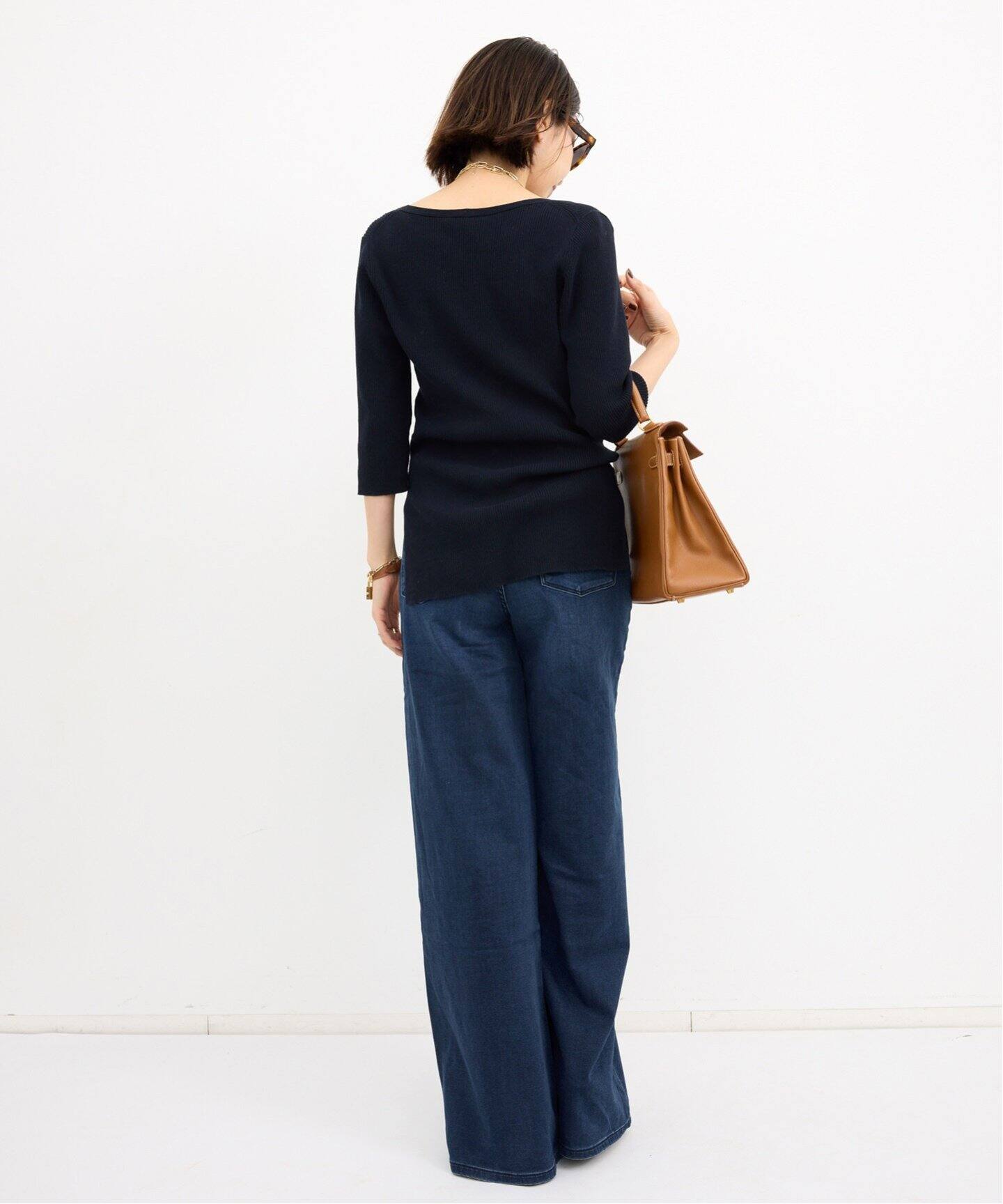Rib V neck Knit（ニット／セーター）｜L 