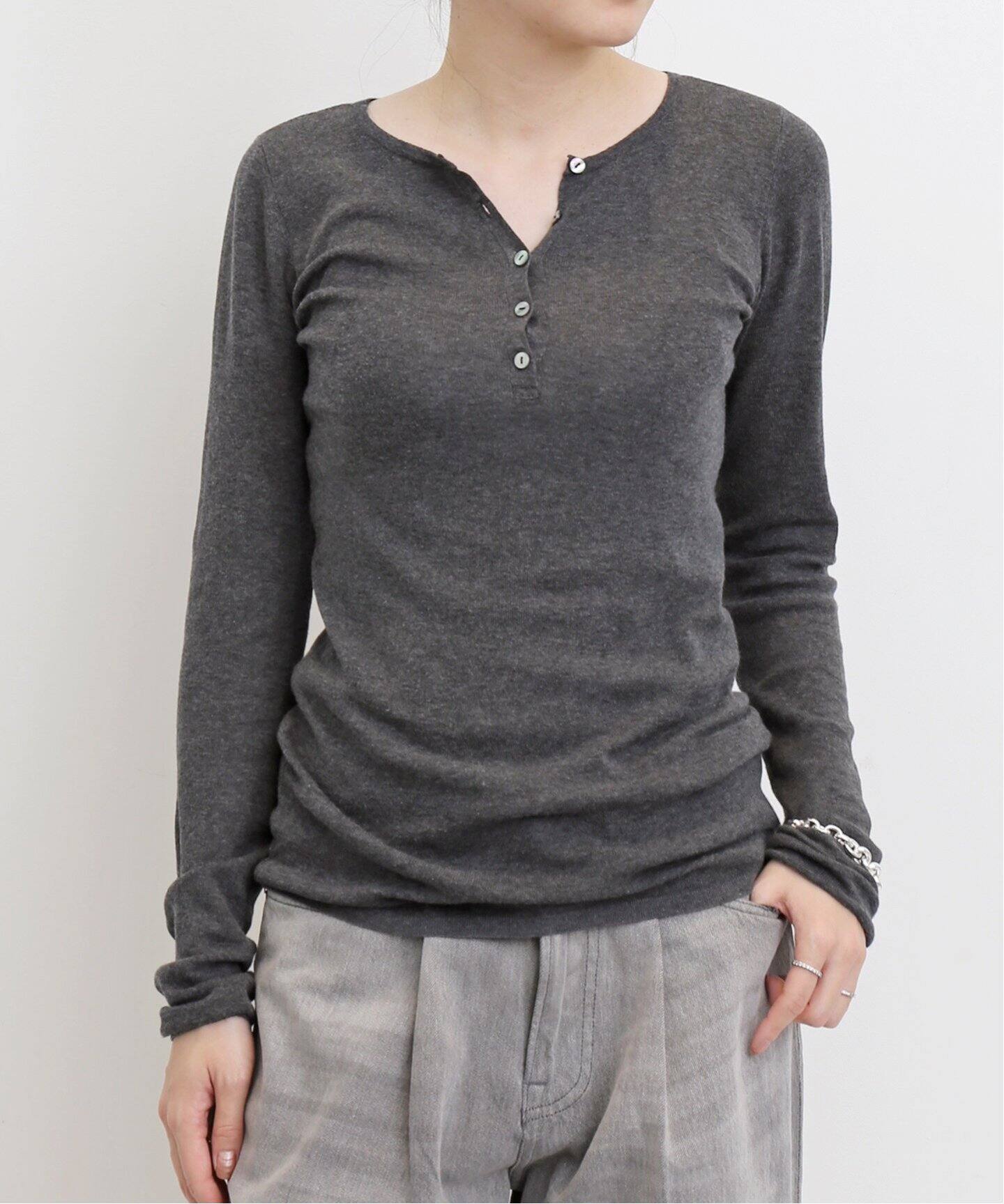 GOOD GRIEF!/グッドグリーフ】 HENLEY RIB KNIT TOP（ニット／セーター 