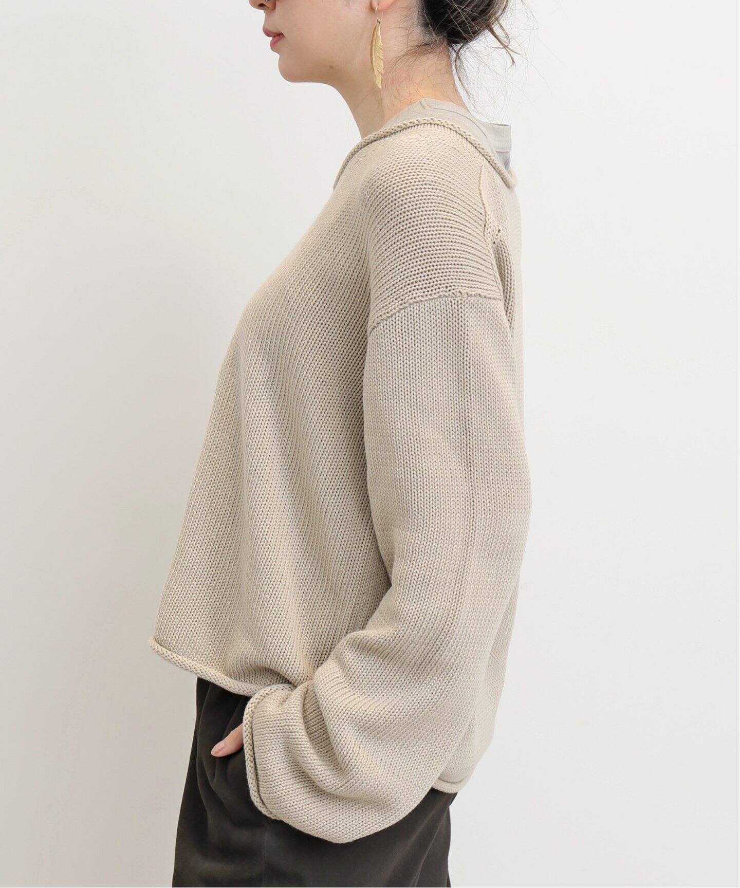 Cotton 3G Vneck Knit（ニット／セーター）｜L
