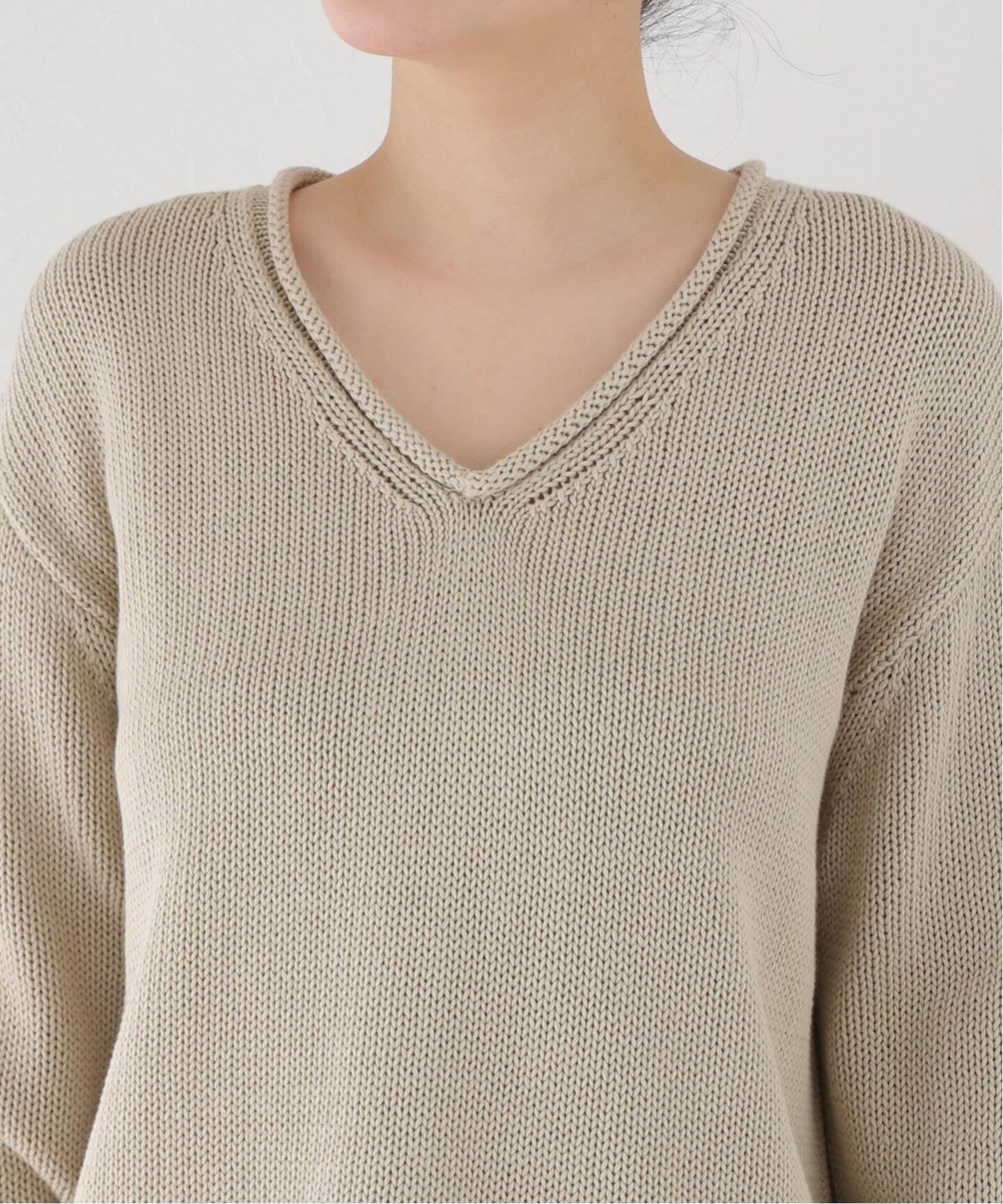 Cotton 3G Vneck Knit（ニット／セーター）｜L