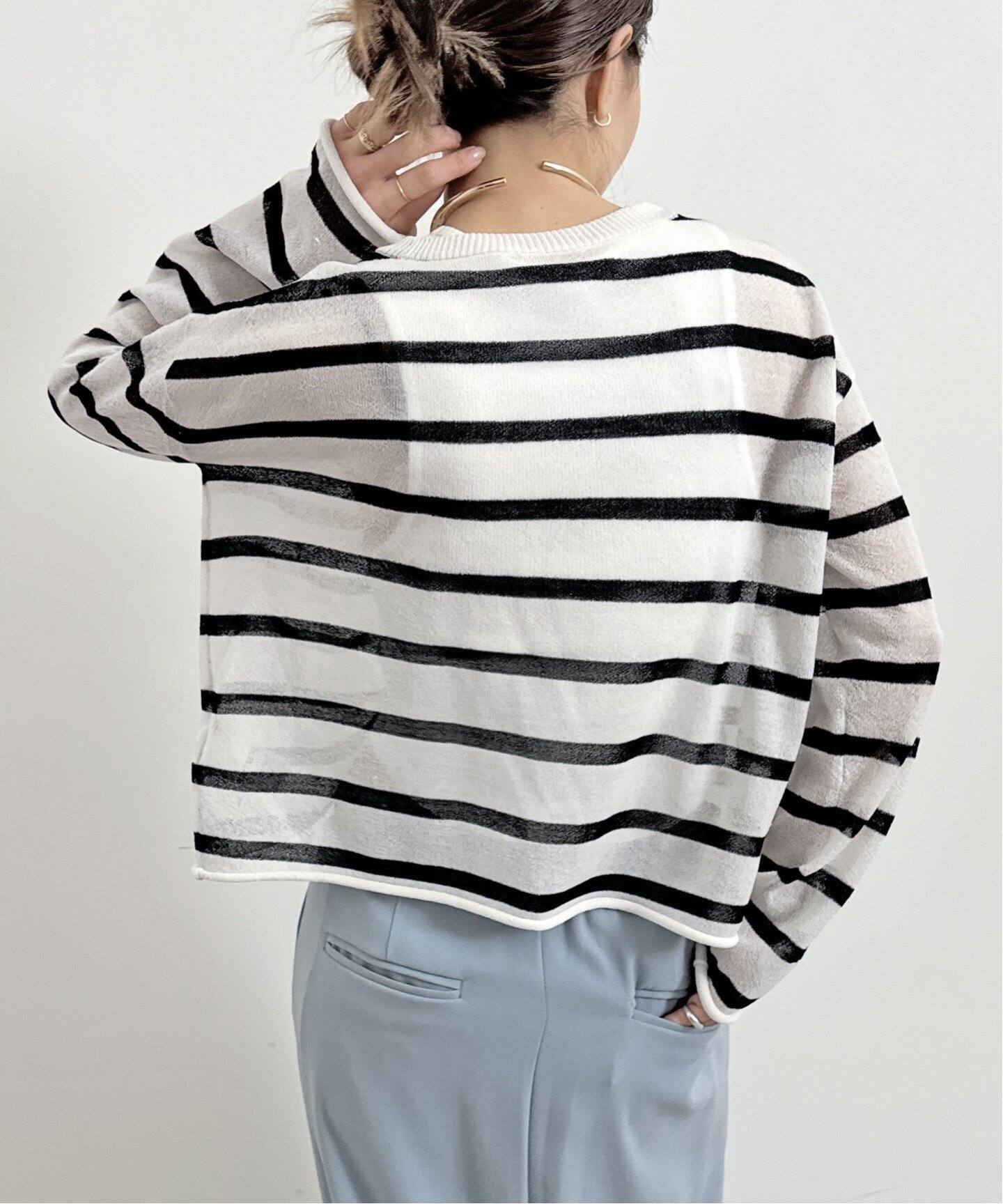 Border Sheer Knit（ニット／セーター）｜L 