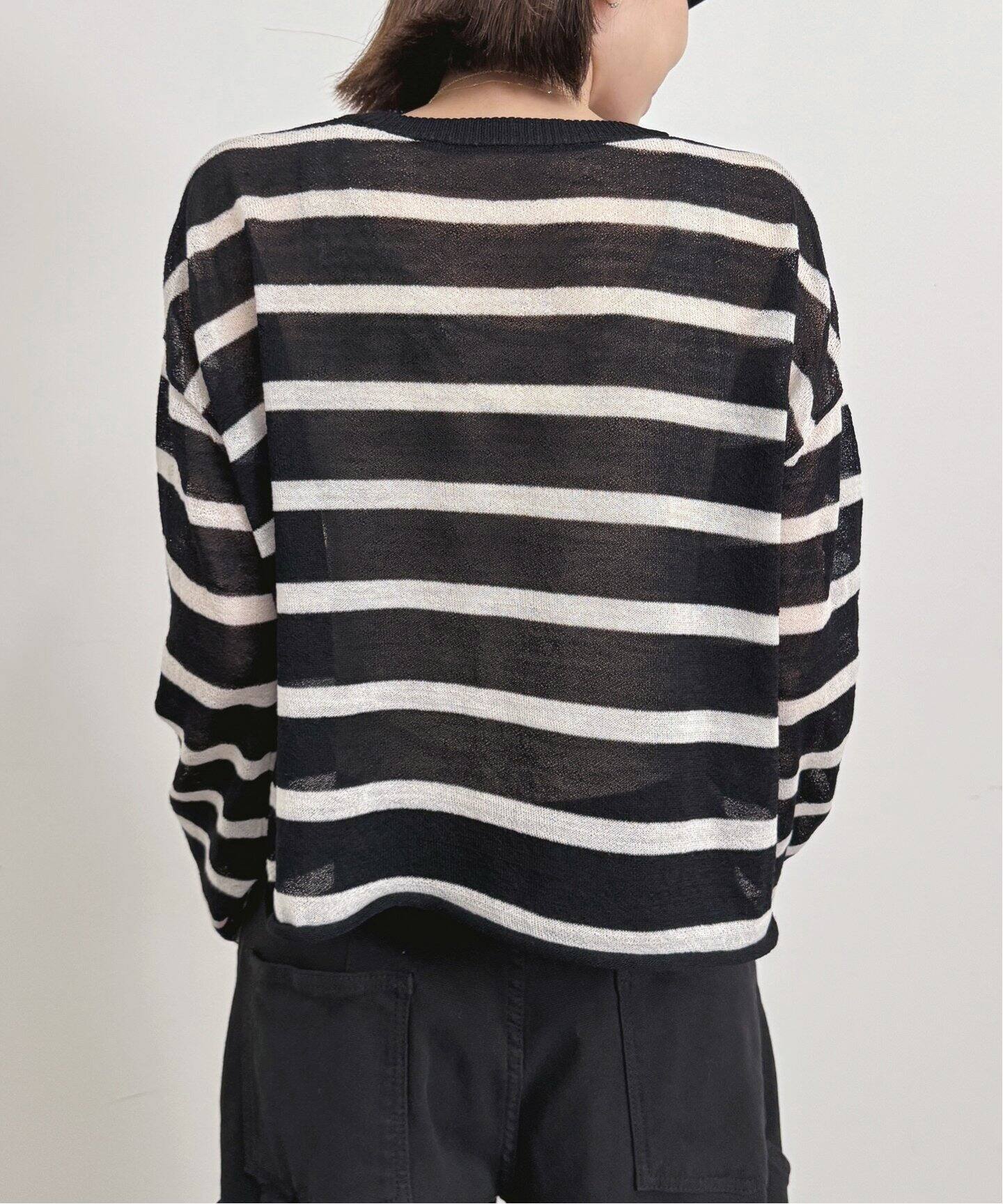 Border Sheer Knit（ニット／セーター）｜L