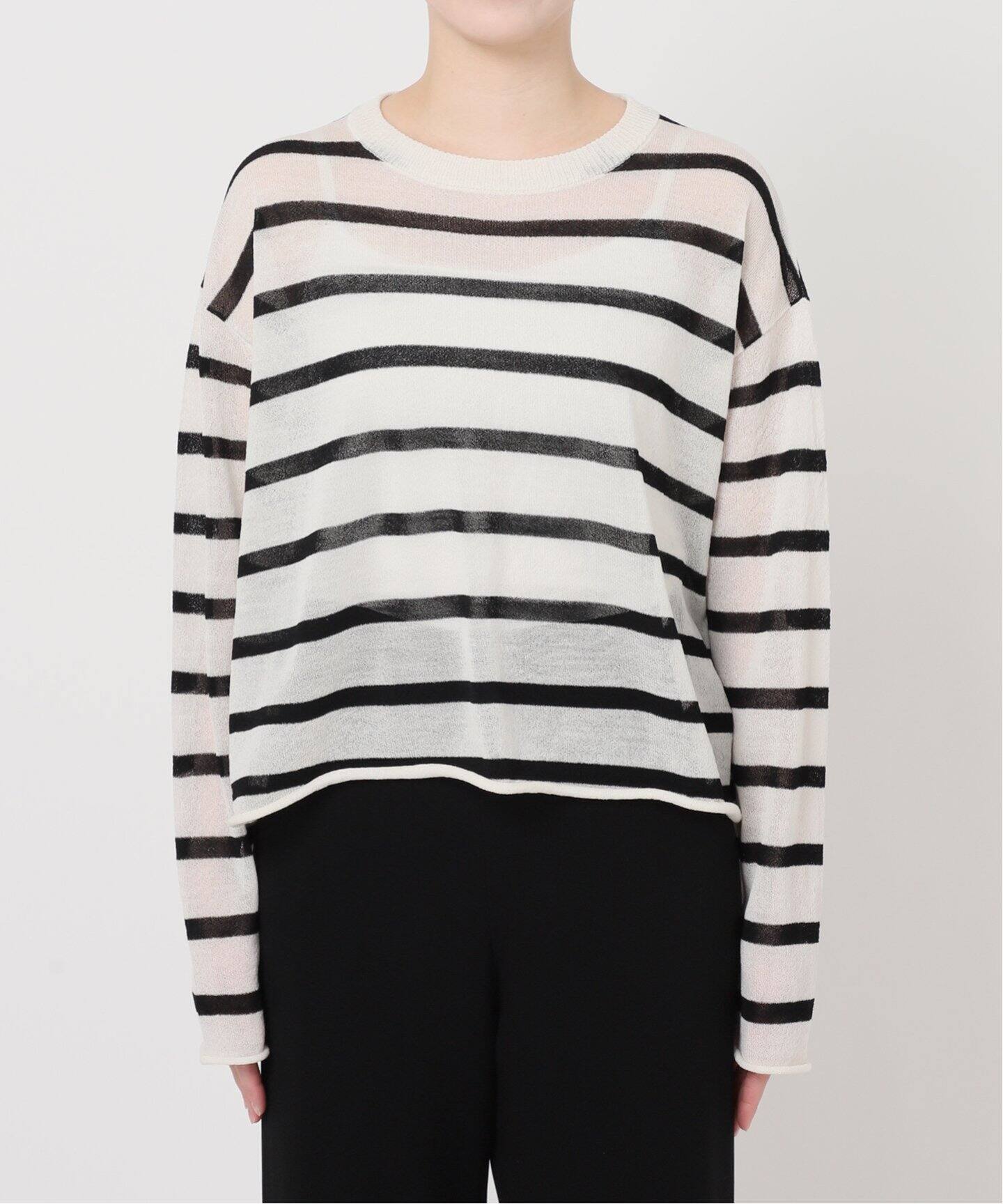 Border Sheer Knit（ニット／セーター）｜L 