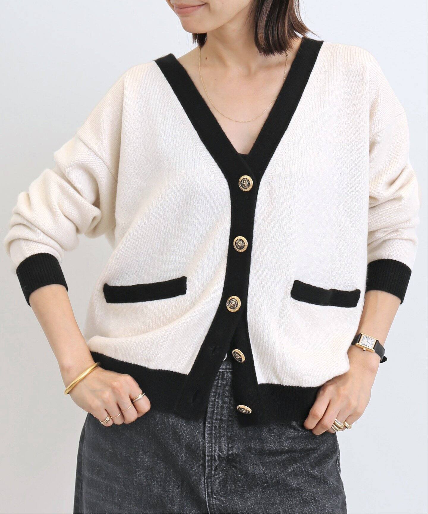 BICOLOR CARDIGAN（カーディガン）｜L 
