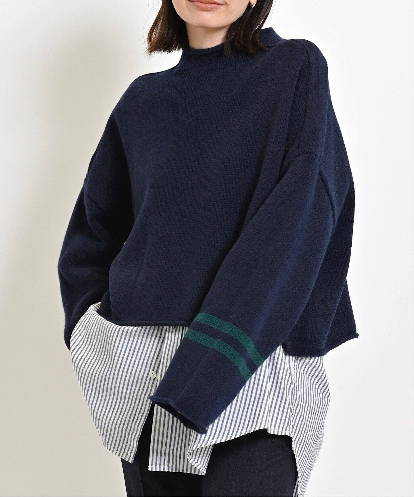 CROPPED KNIT With line.（ニット／セーター）｜L