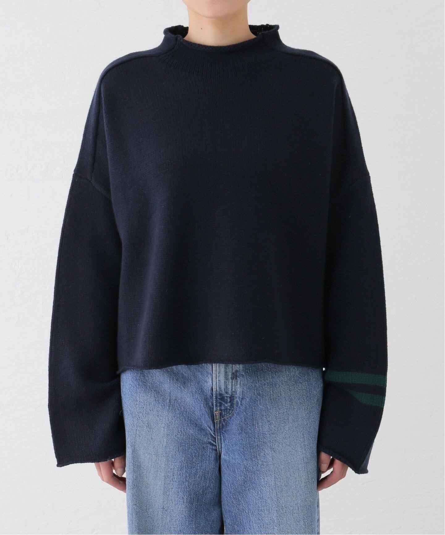 CROPPED KNIT With line.（ニット／セーター）｜L