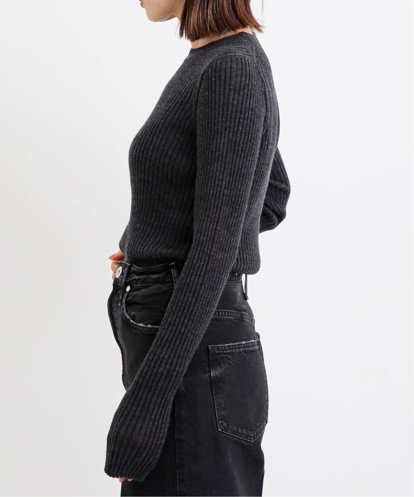 WIDE RIB CREW NECK KNIT（ニット／セーター）｜L