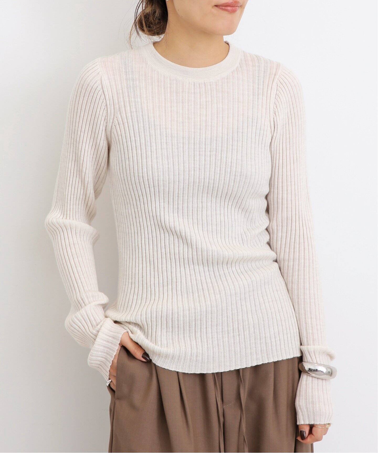 WIDE RIB CREW NECK KNIT（ニット／セーター）｜L