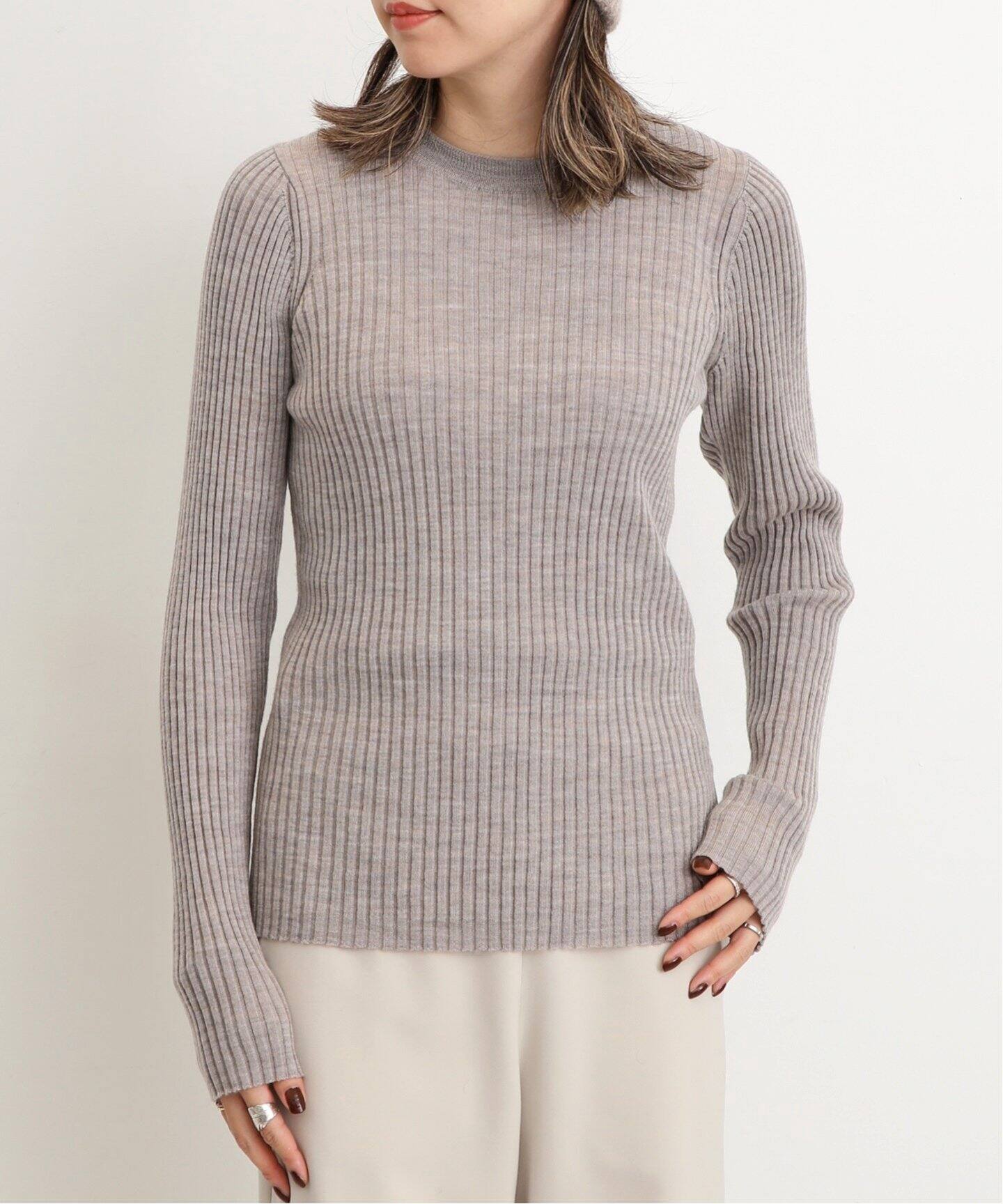 WIDE RIB CREW NECK KNIT（ニット／セーター）｜L