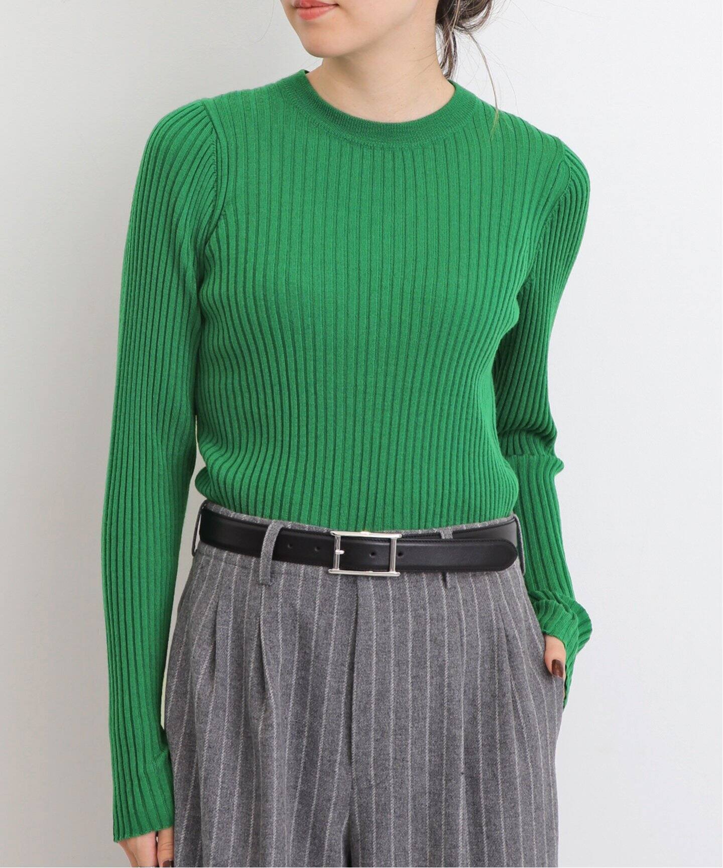 WIDE RIB CREW NECK KNIT（ニット／セーター）｜L
