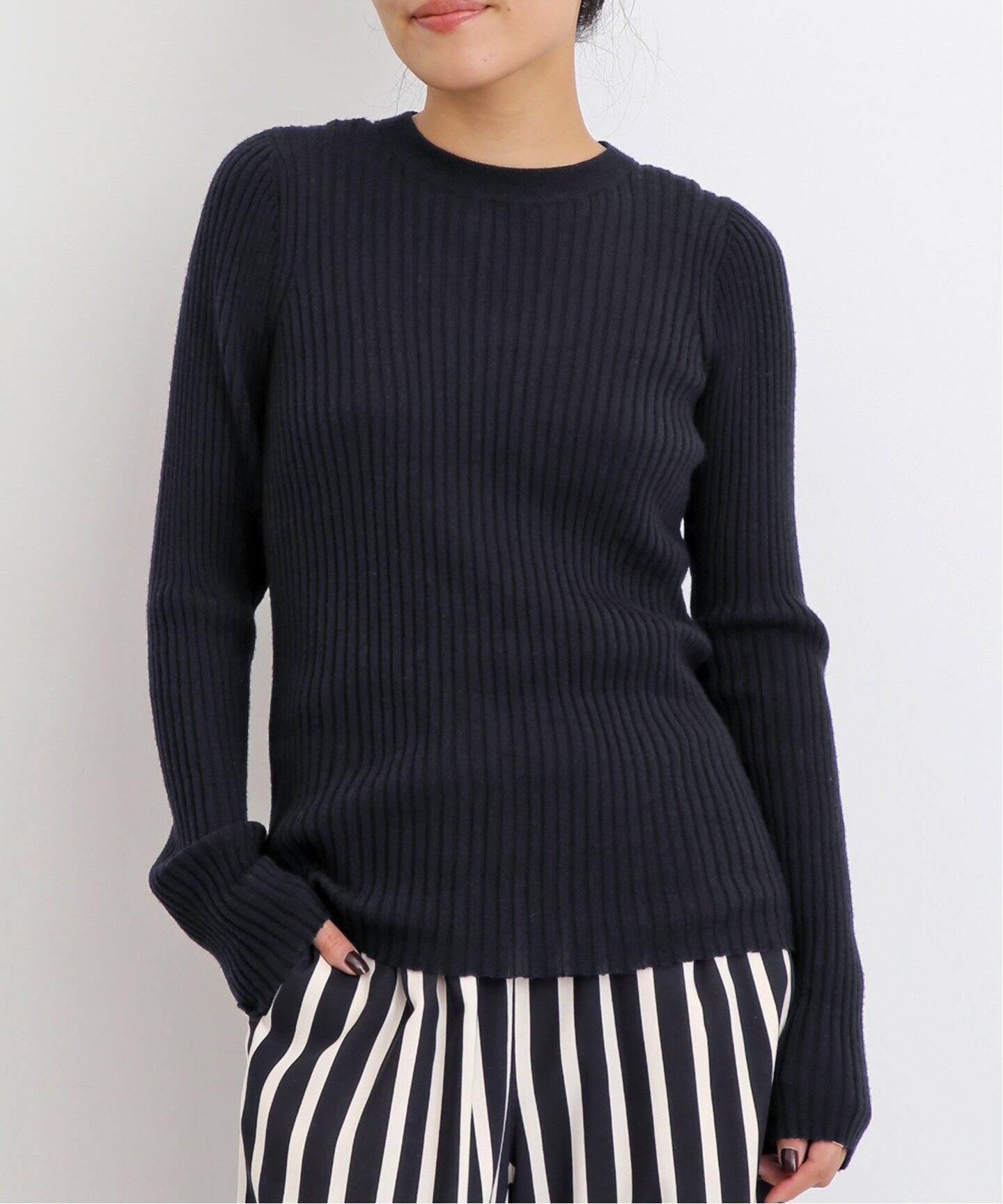 WIDE RIB CREW NECK KNIT（ニット／セーター）｜L