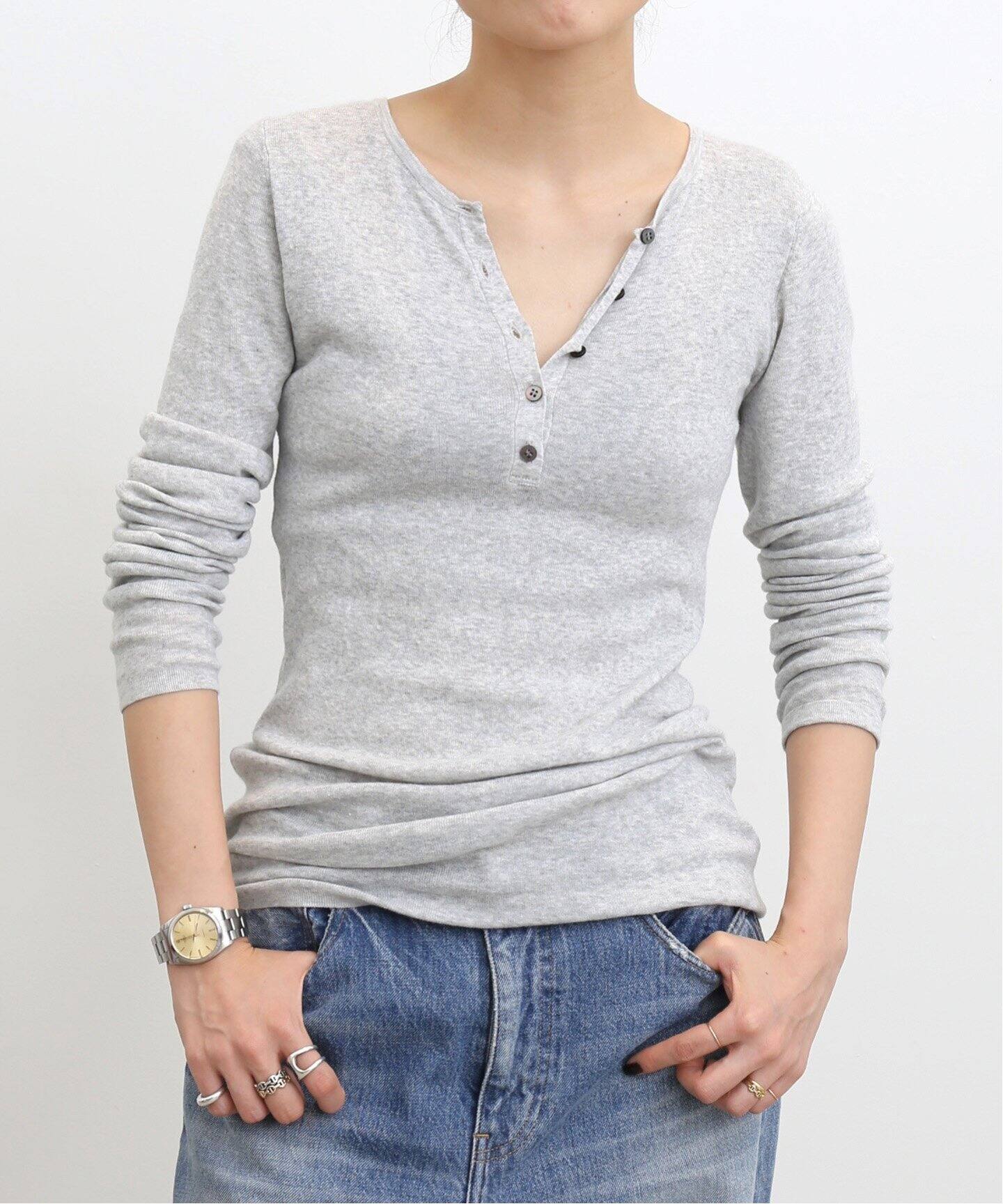GOOD GRIEF!/グッドグリーフ】 HENLEY RIB KNIT TOP（ニット／セーター 