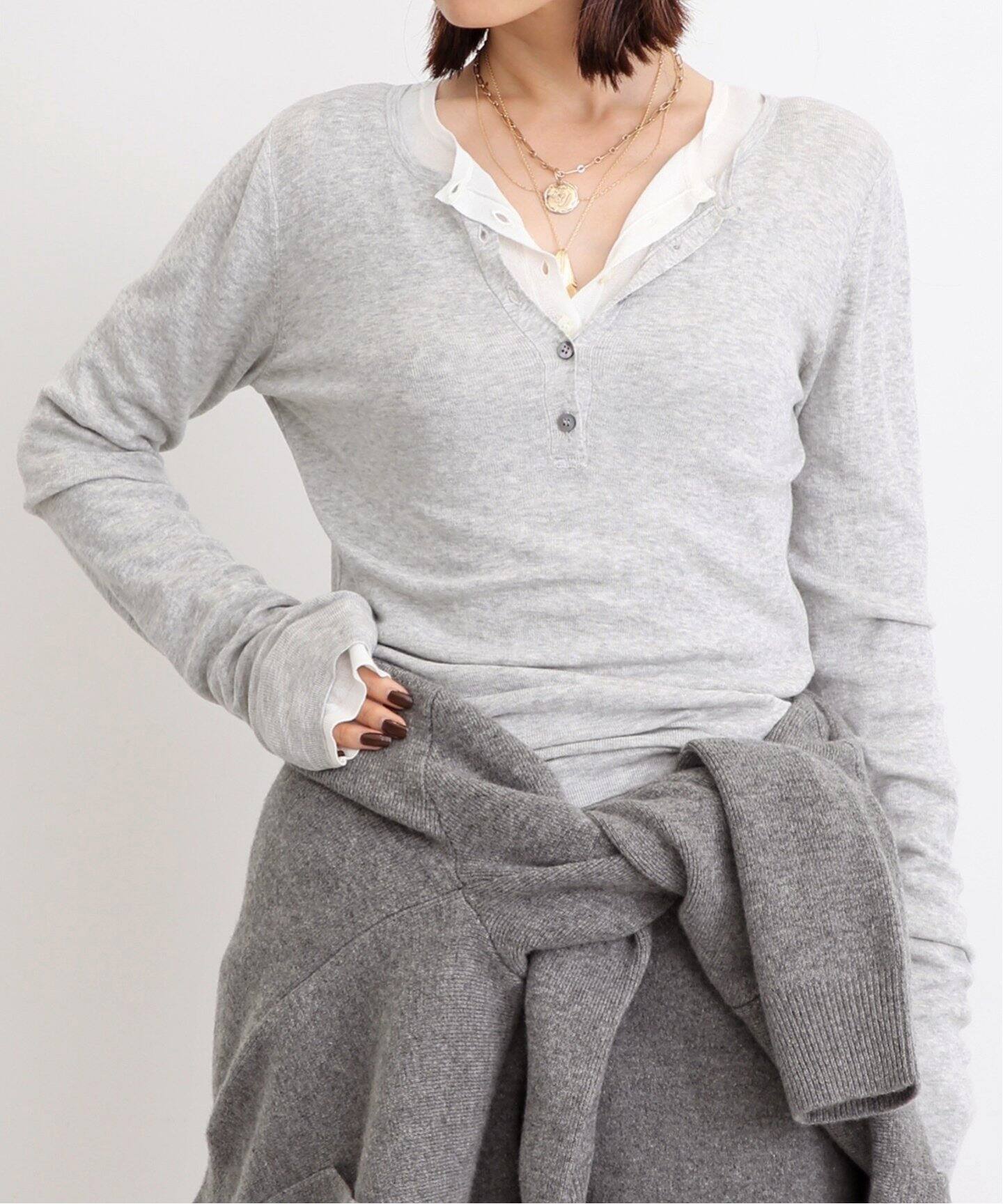 GOOD GRIEF!/グッドグリーフ】 HENLEY RIB KNIT TOP（ニット／セーター 
