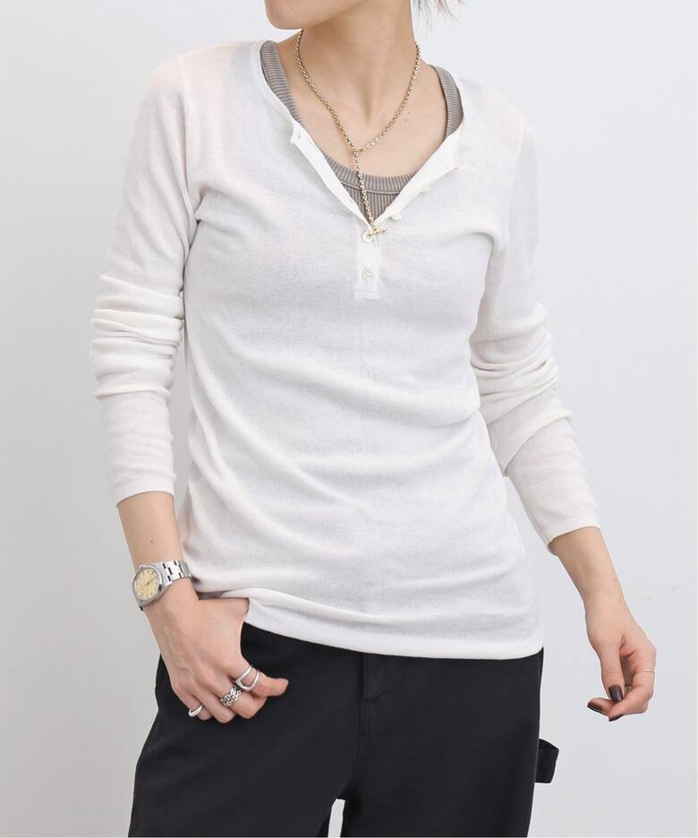 GOOD GRIEF!/グッドグリーフ】 HENLEY RIB KNIT TOP（ニット／セーター 