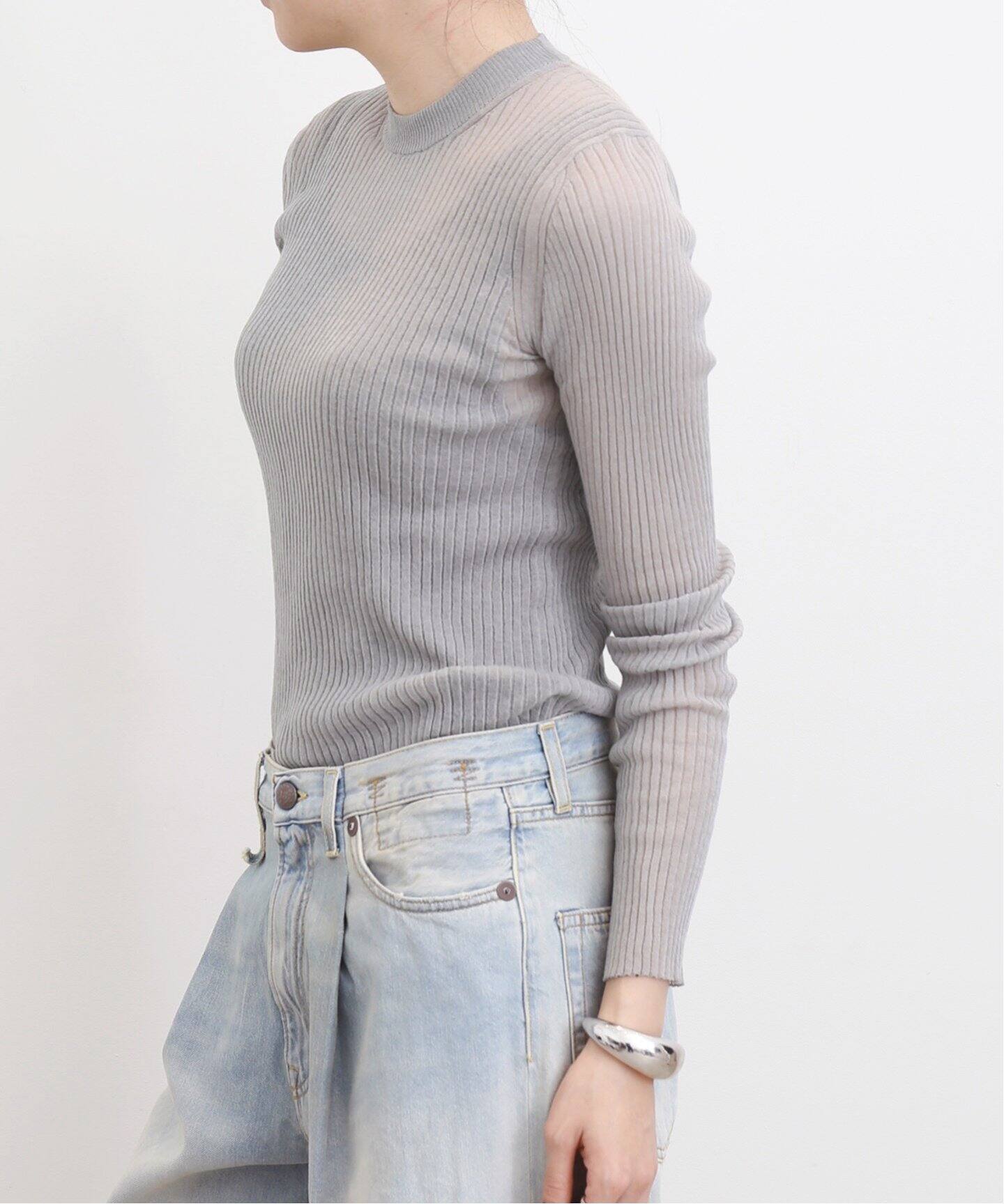 Cotton Nylon Sheer Rib Knit（ニット／セーター）｜L