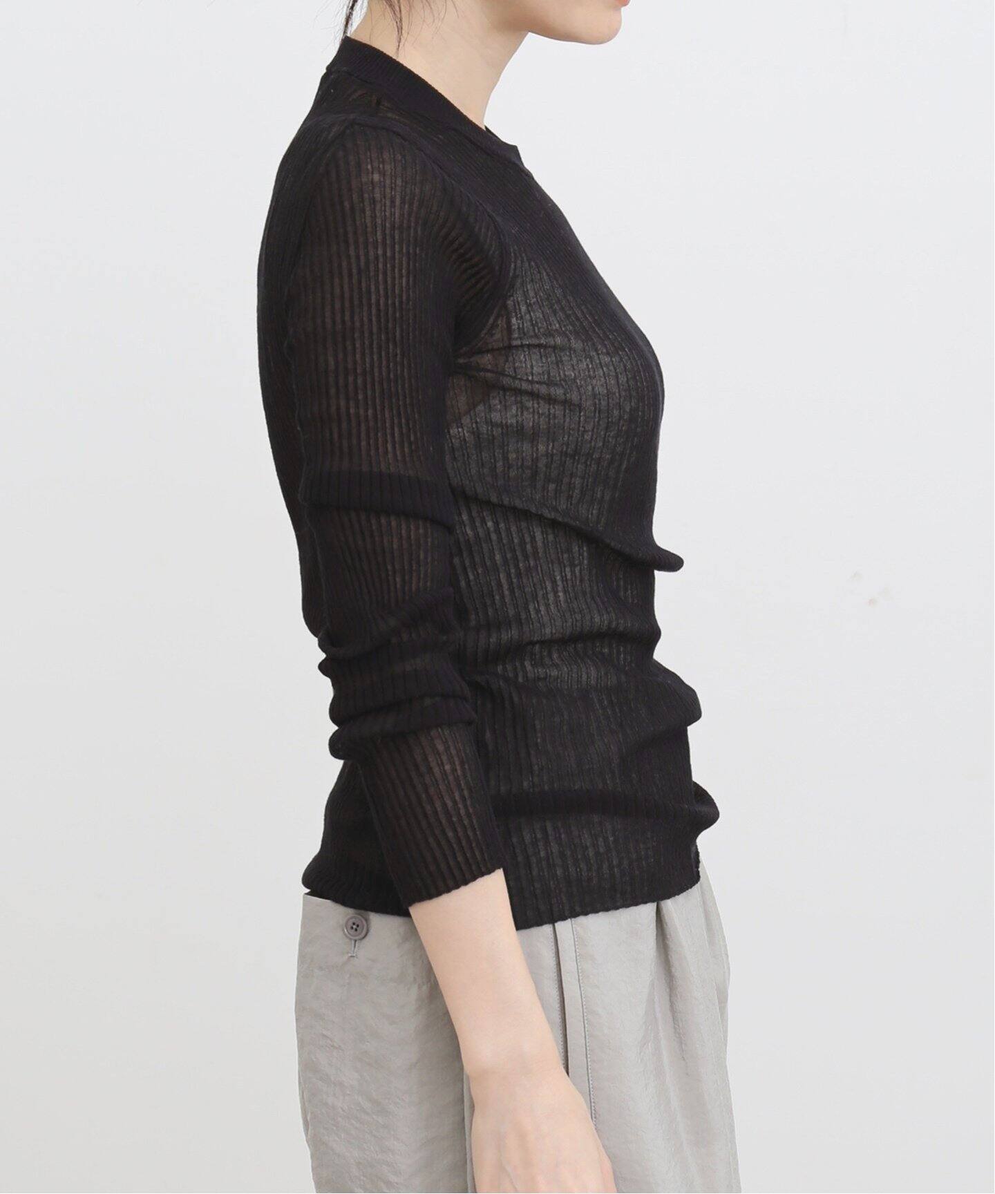 Cotton Nylon Sheer Rib Knit（ニット／セーター）｜L 