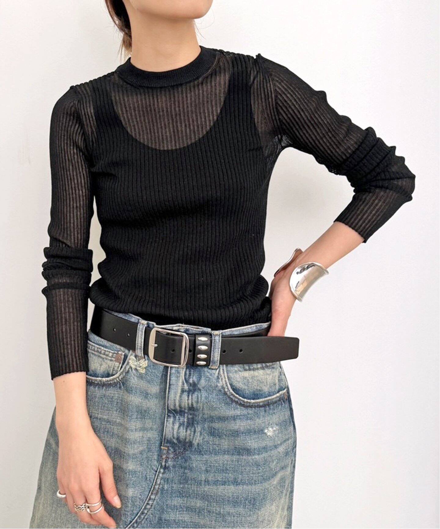 Cotton Nylon Sheer Rib Knit（ニット／セーター）｜L L\ 