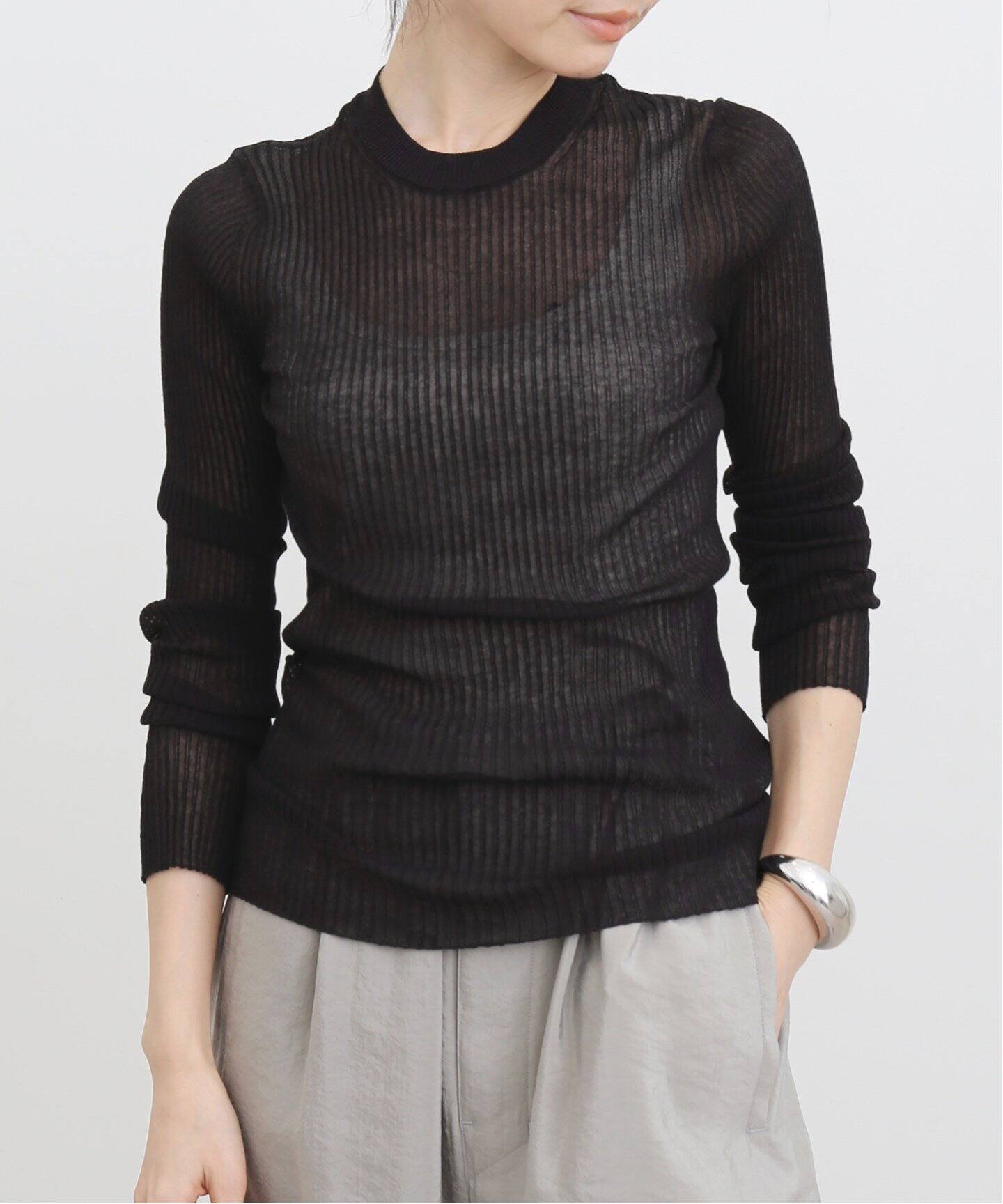 Cotton Nylon Sheer Rib Knit（ニット／セーター）｜L 