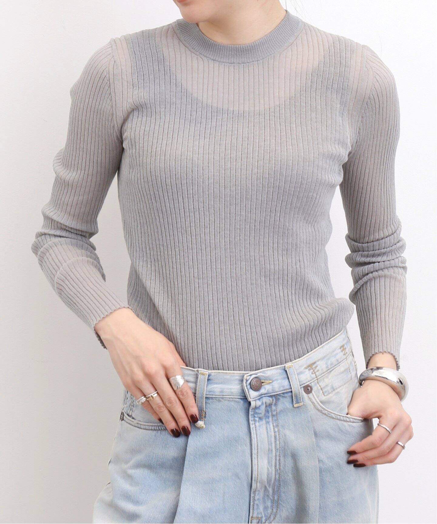 Cotton Nylon Sheer Rib Knit（ニット／セーター）｜L 