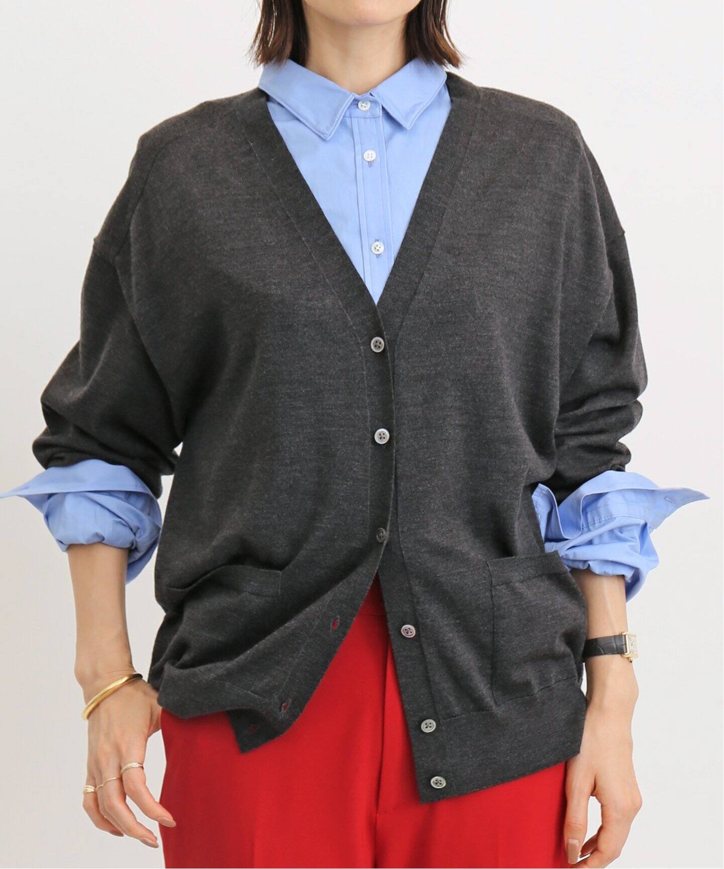 極美品　アパルトモン シルクコットン 2Way カーディガン ネイビー 2WAY KNIT CARDIGAN（カーディガン）｜L'Appartement