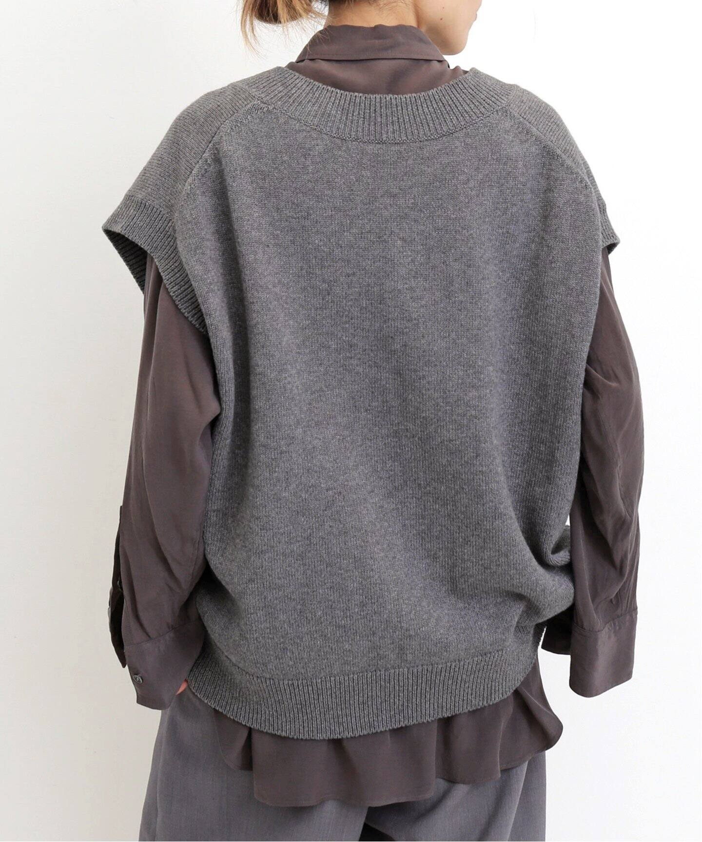 COTTON WOOL KNIT VEST（ニット／セーター）｜L 