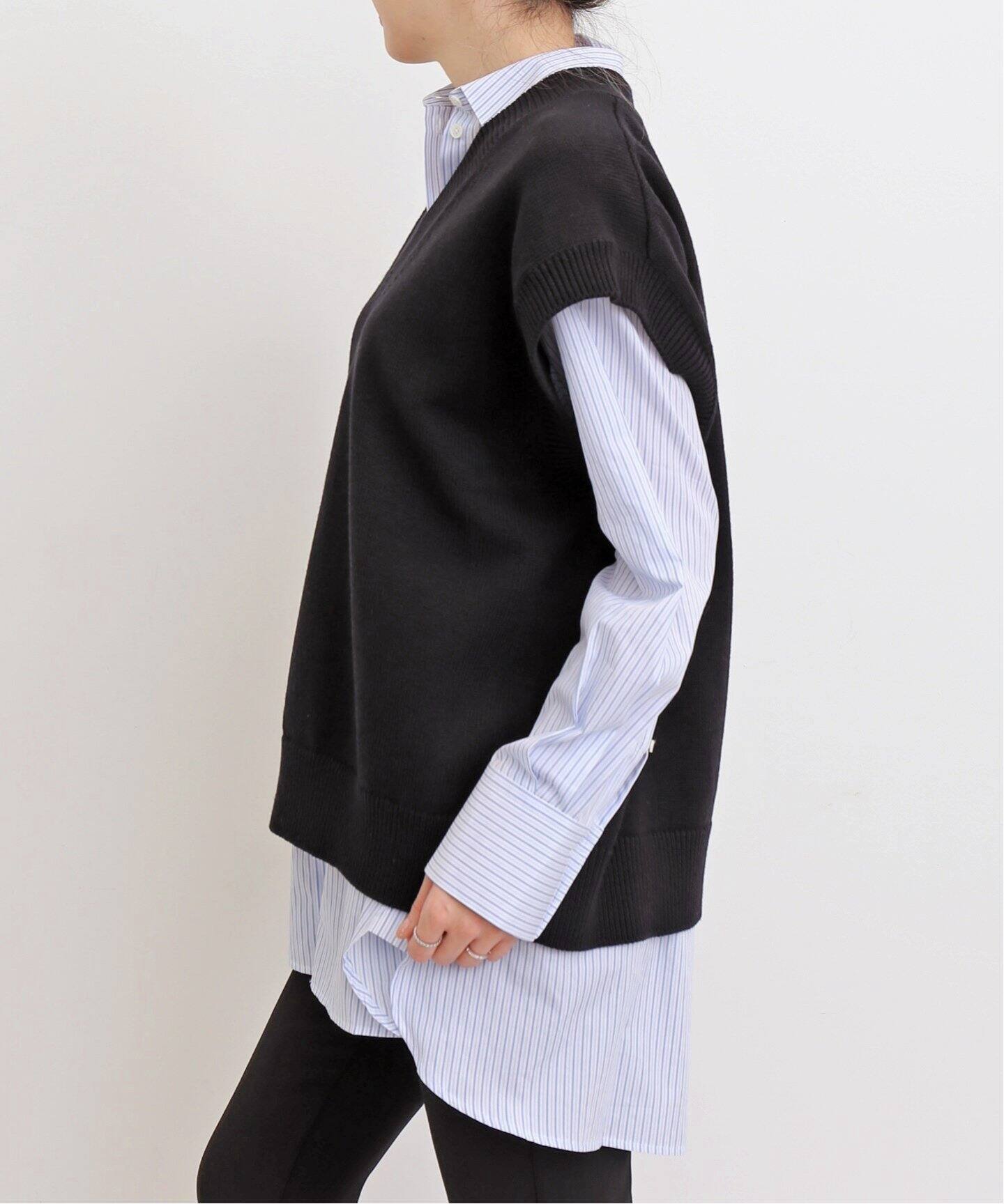 COTTON WOOL KNIT VEST（ニット／セーター）｜L 