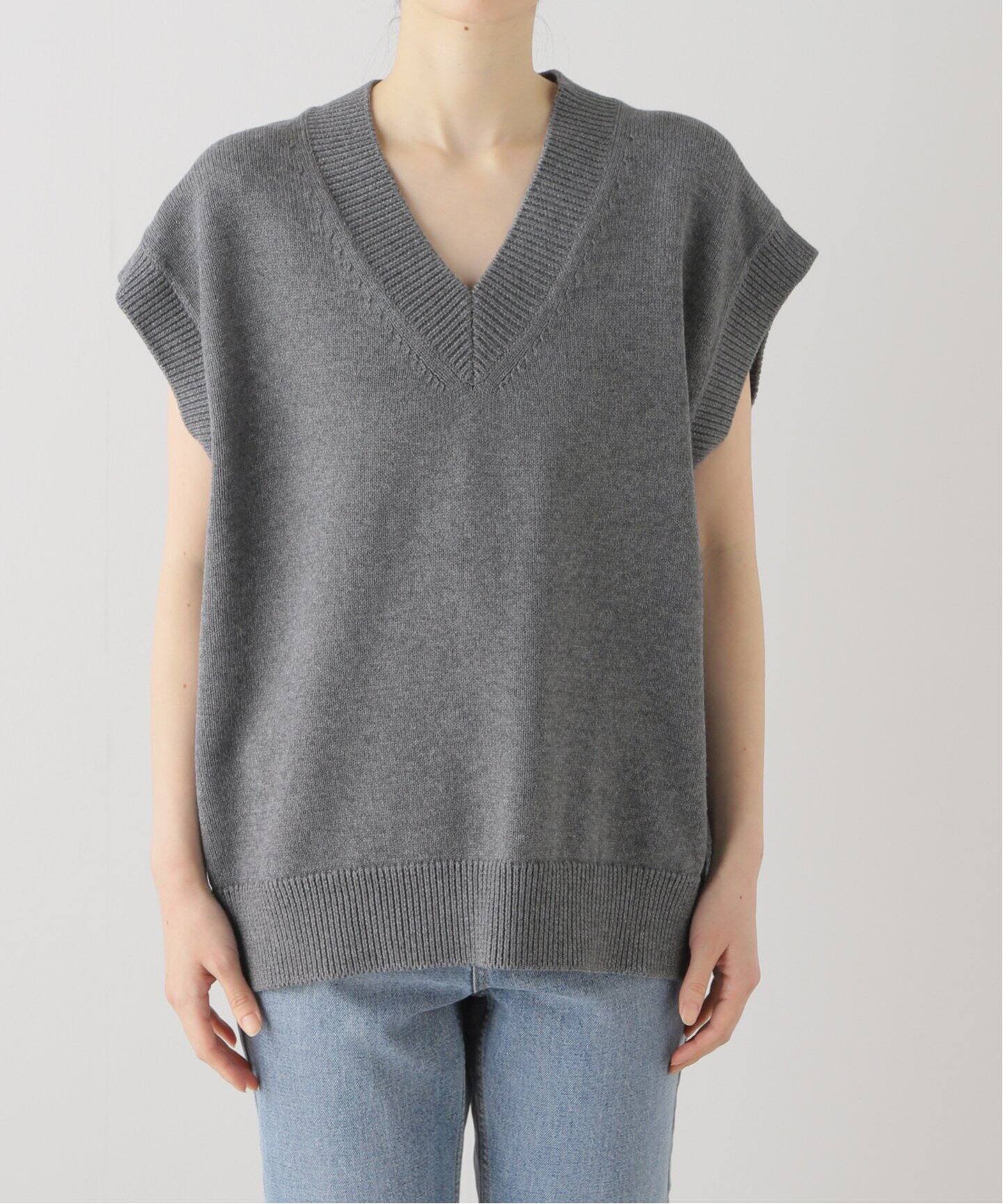 COTTON WOOL KNIT VEST（ニット／セーター）｜L 