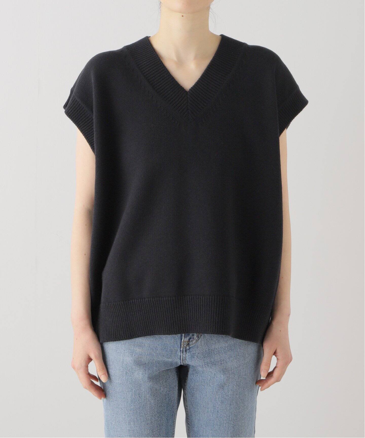 COTTON WOOL KNIT VEST（ニット／セーター）｜L 
