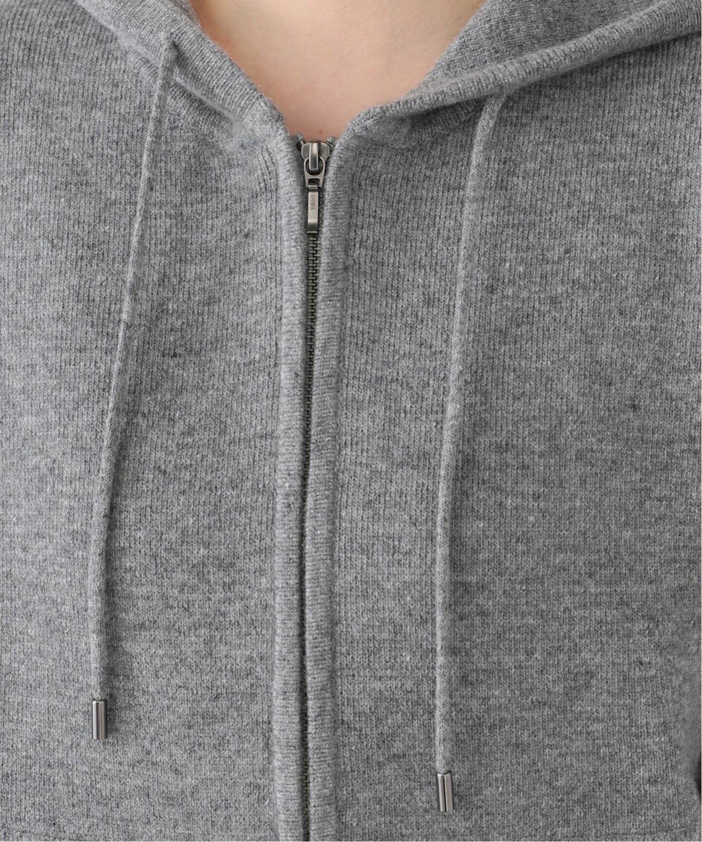 GRAY KNIT HOODIE PARKA（ニット／セーター）｜L