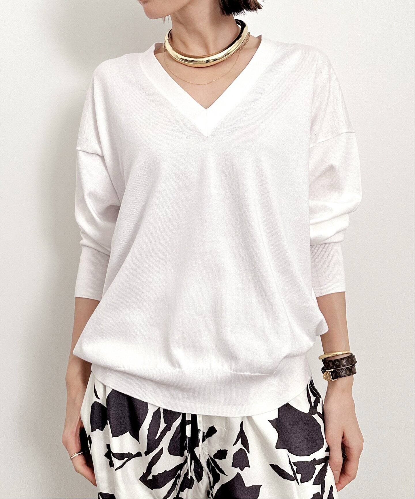 BASIC KNIT V PULLOVER（ニット／セーター）｜L 