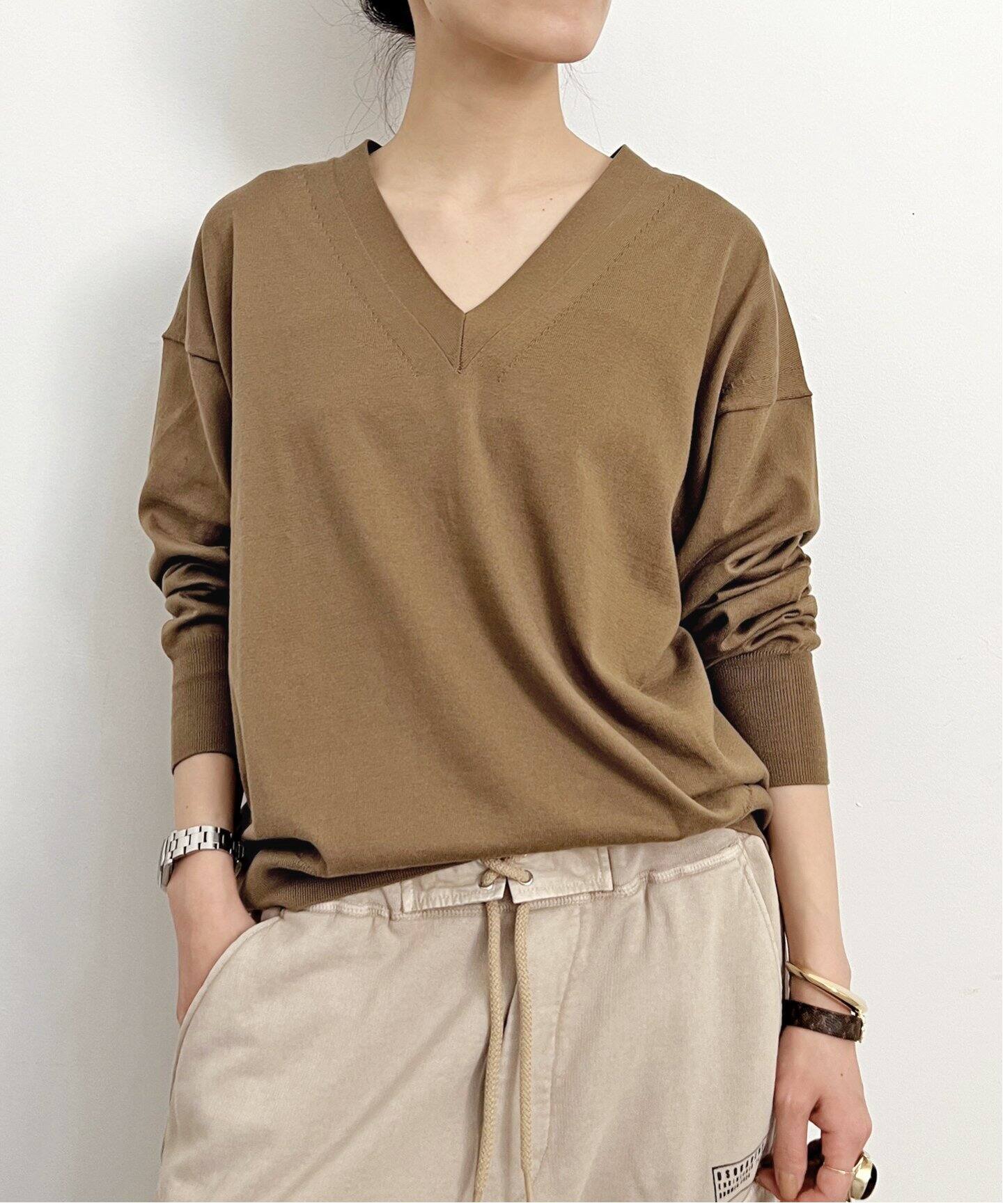 BASIC KNIT V PULLOVER（ニット／セーター）｜L