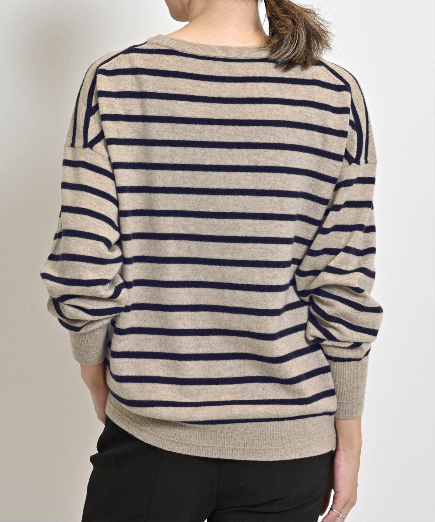 BORDER BF KNIT PULLOVER（ニット／セーター）｜L 