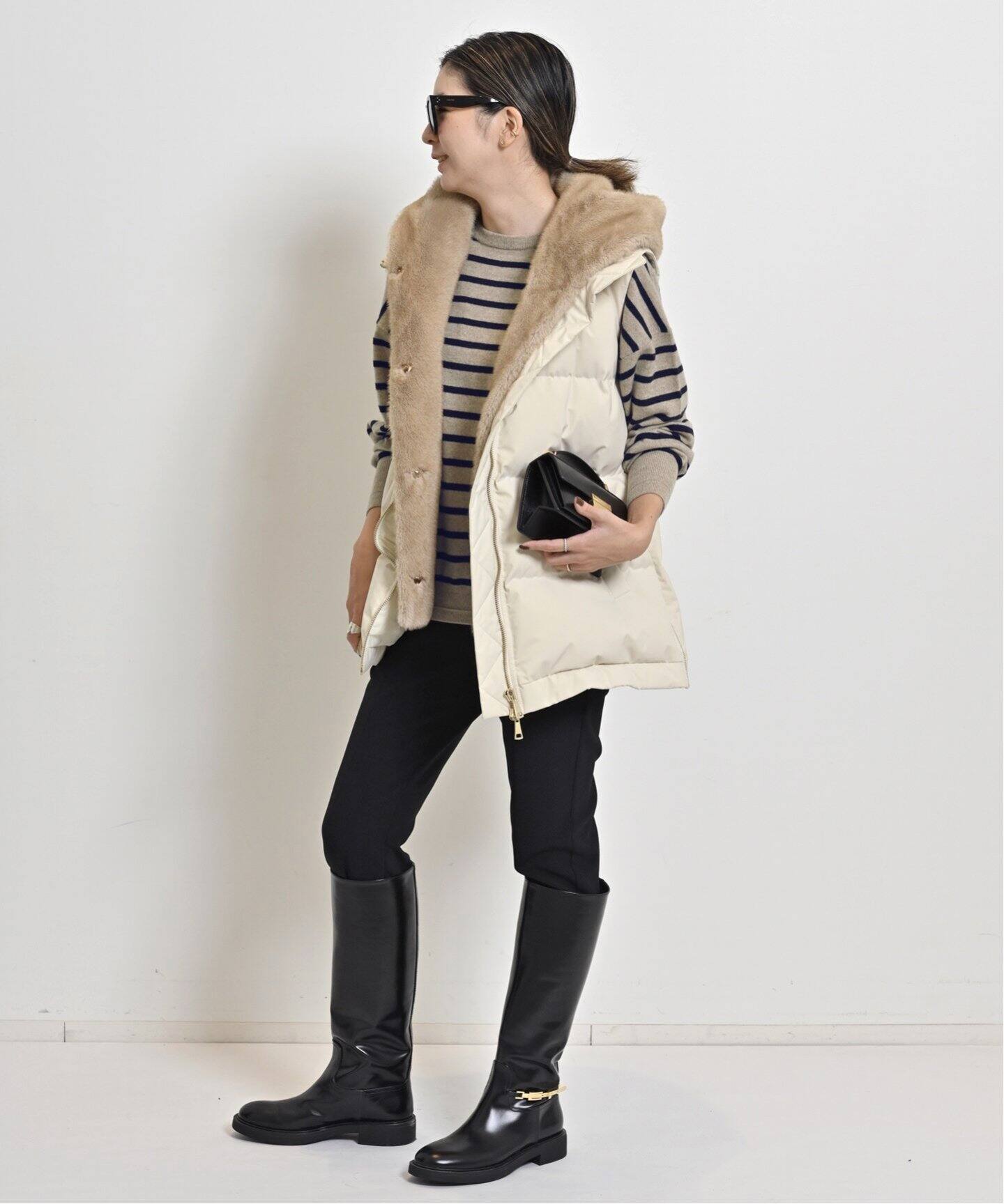 BORDER BF KNIT PULLOVER（ニット／セーター）｜L 
