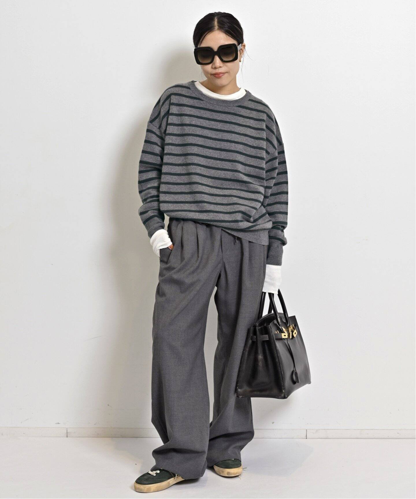 BORDER BF KNIT PULLOVER（ニット／セーター）｜L 