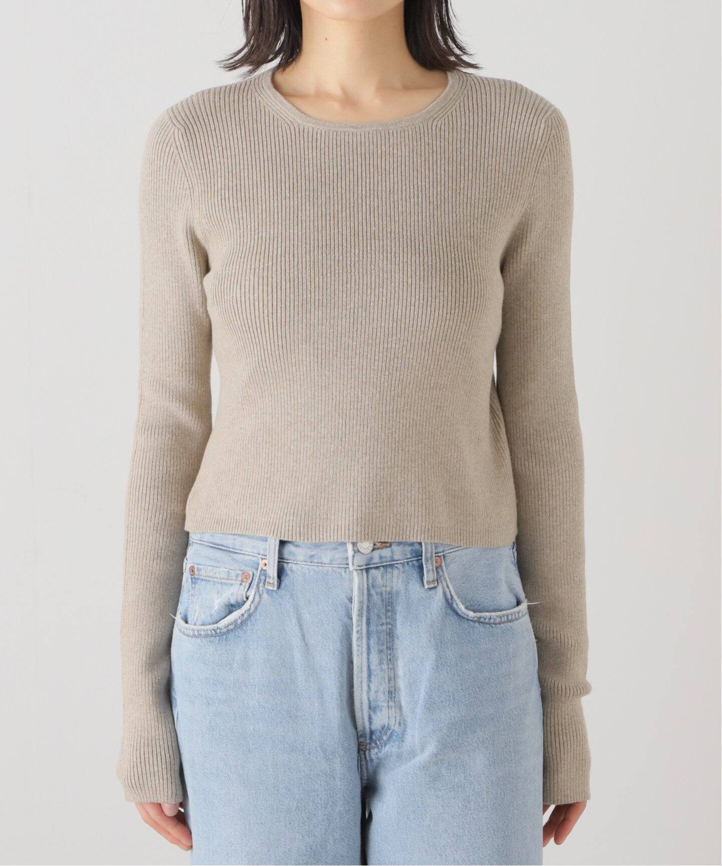 LAUREN MANOOGIAN/ローレン マヌージアン】 RIB CROP CREWNECK TOP  