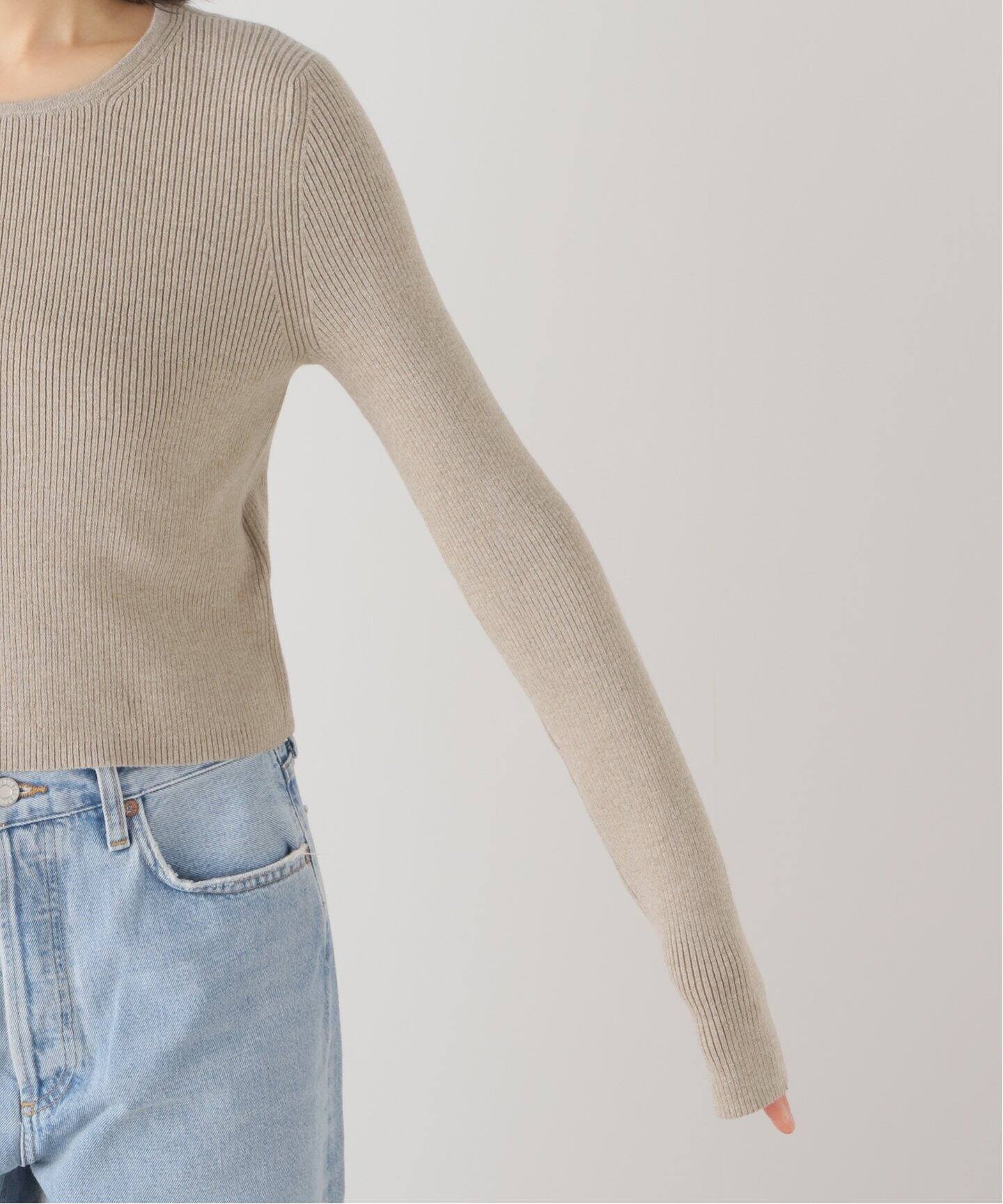 LAUREN MANOOGIAN/ローレン マヌージアン】 RIB CROP CREWNECK TOP  