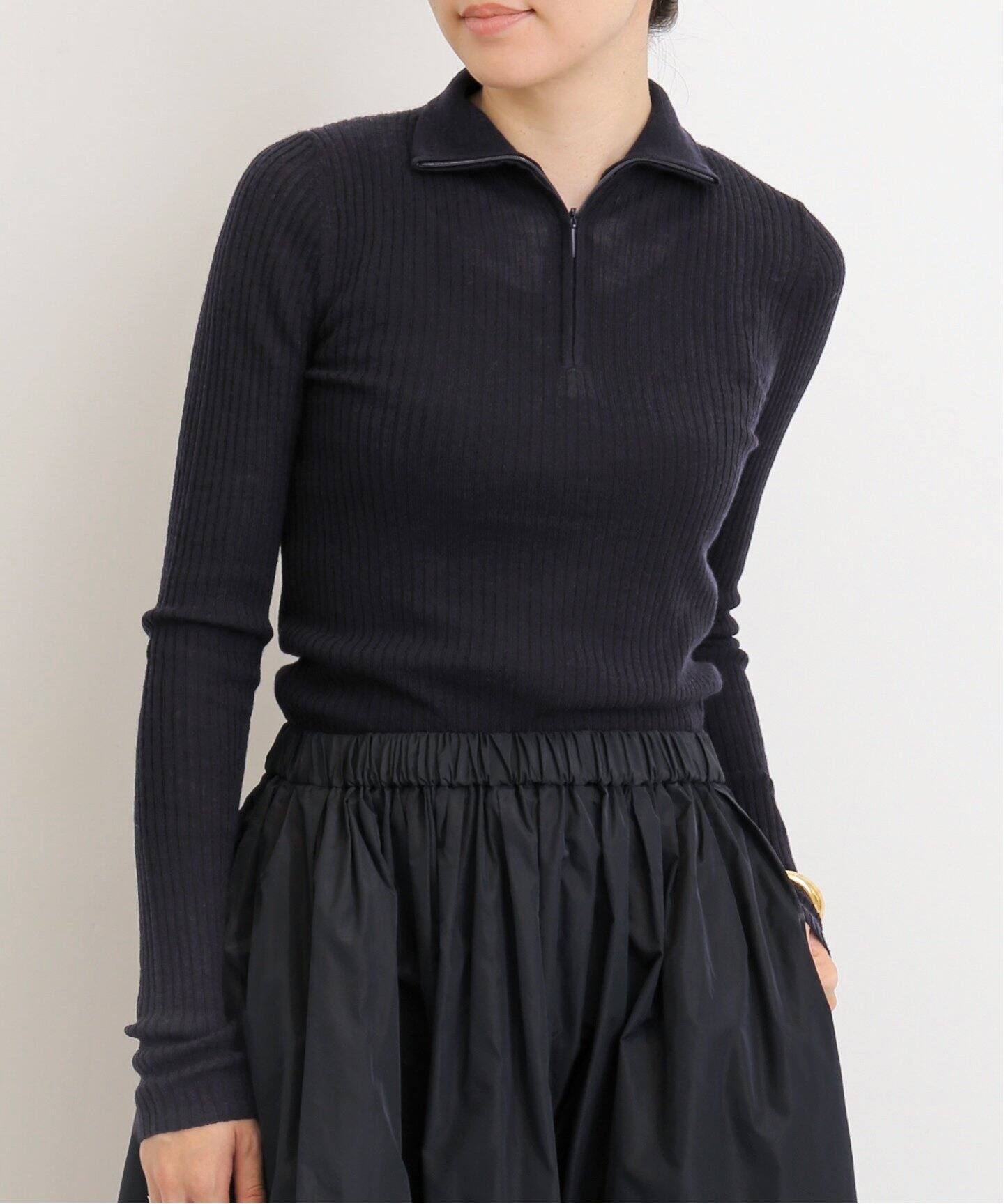 TIBI/ティビ】 RIBBED ZIP UP SWEATER（ニット／セーター）｜L  
