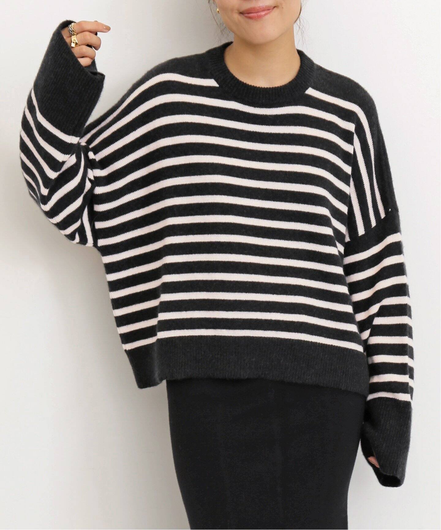 ROBERTO COLLINA/ロベルト コリーナ】 GIROCOLLO BORDER SWEATER  