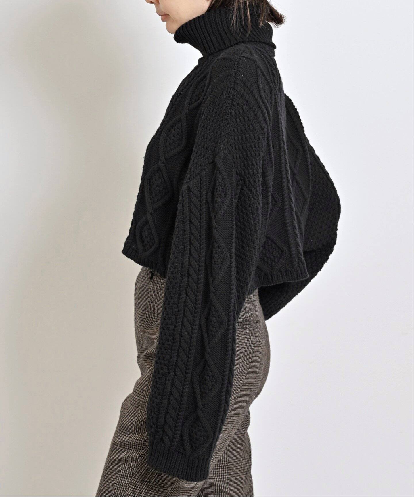 DENIMIST/デニミスト】 CROPPED CABLE TURTLENECK SWEATER（ニット 