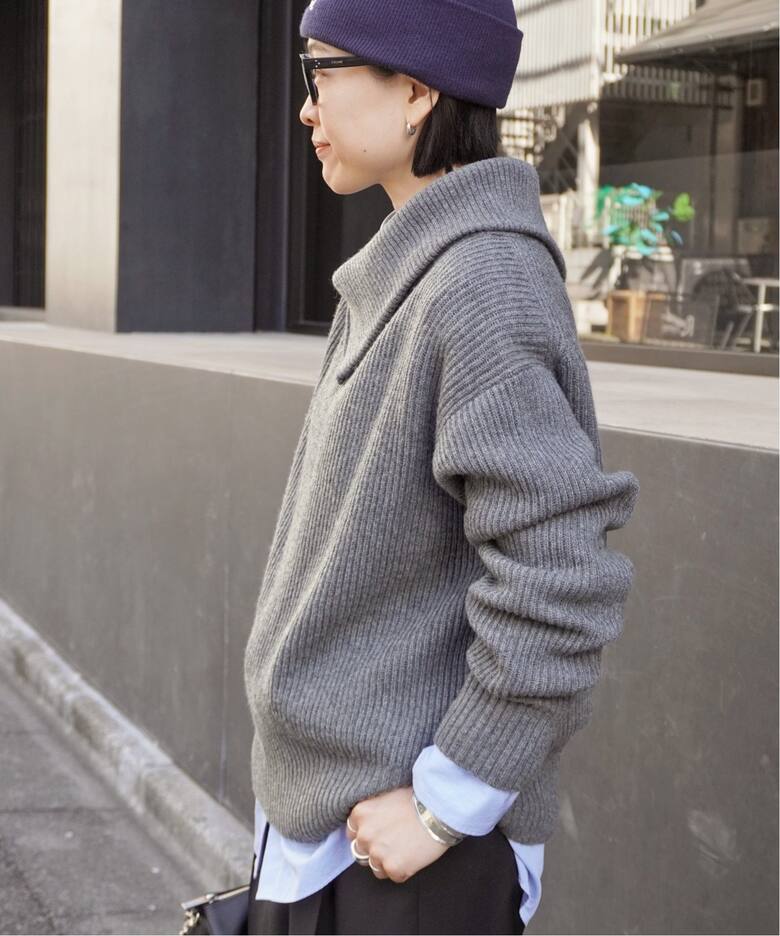 カシミヤミックスニットアゼジップ（ニット／セーター）｜AP STUDIO  