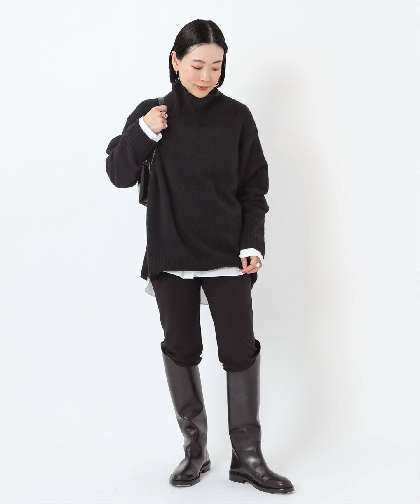 AP STUDIO タートルネックニットワンピースウール・カシミアグレー AP STUDIO タートルネックニットワンピースウール・カシミアグレー