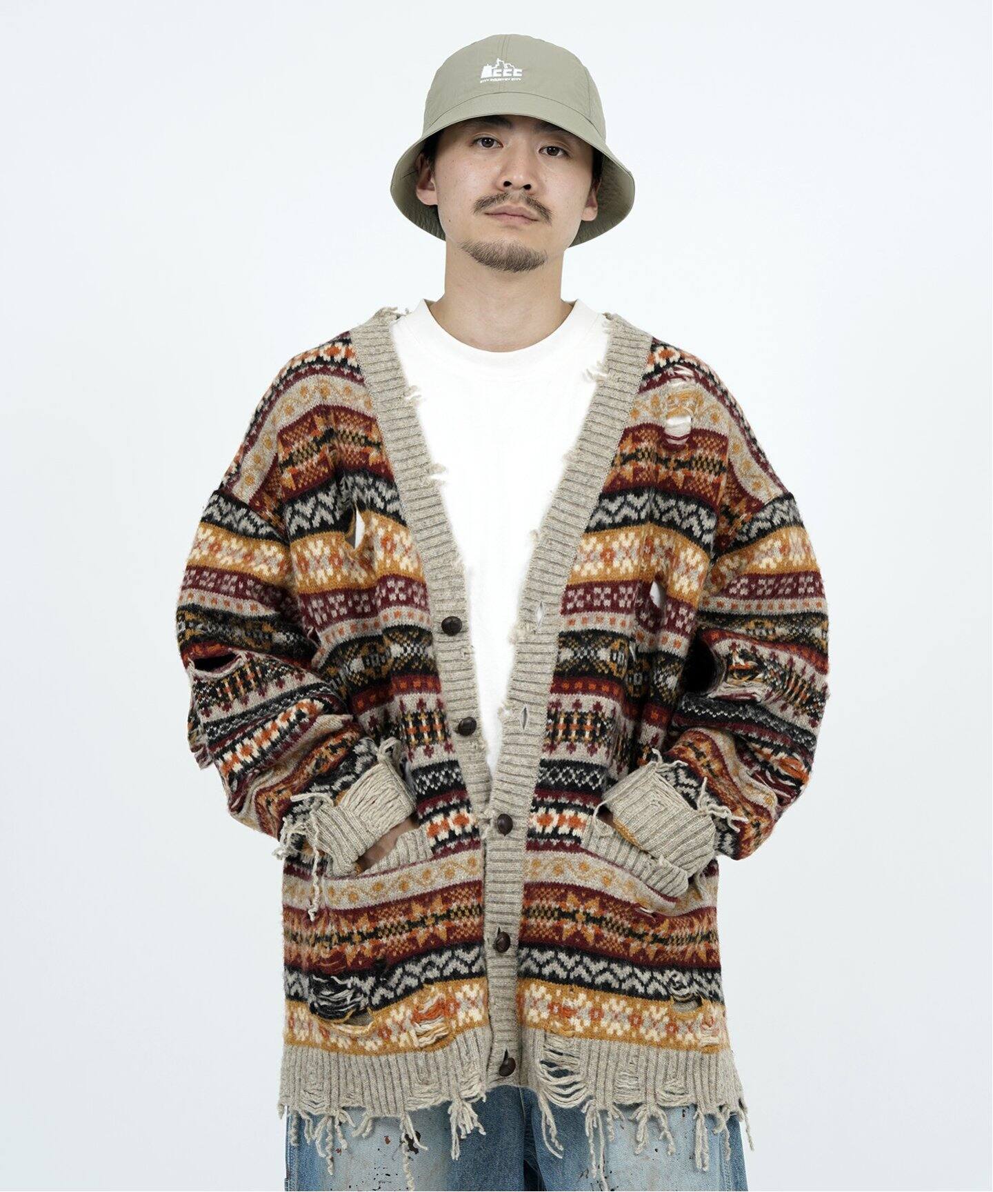 doublet / ダブレット】OVERSIZED FAIR-ISLE CARDIGAN（カーディガン 