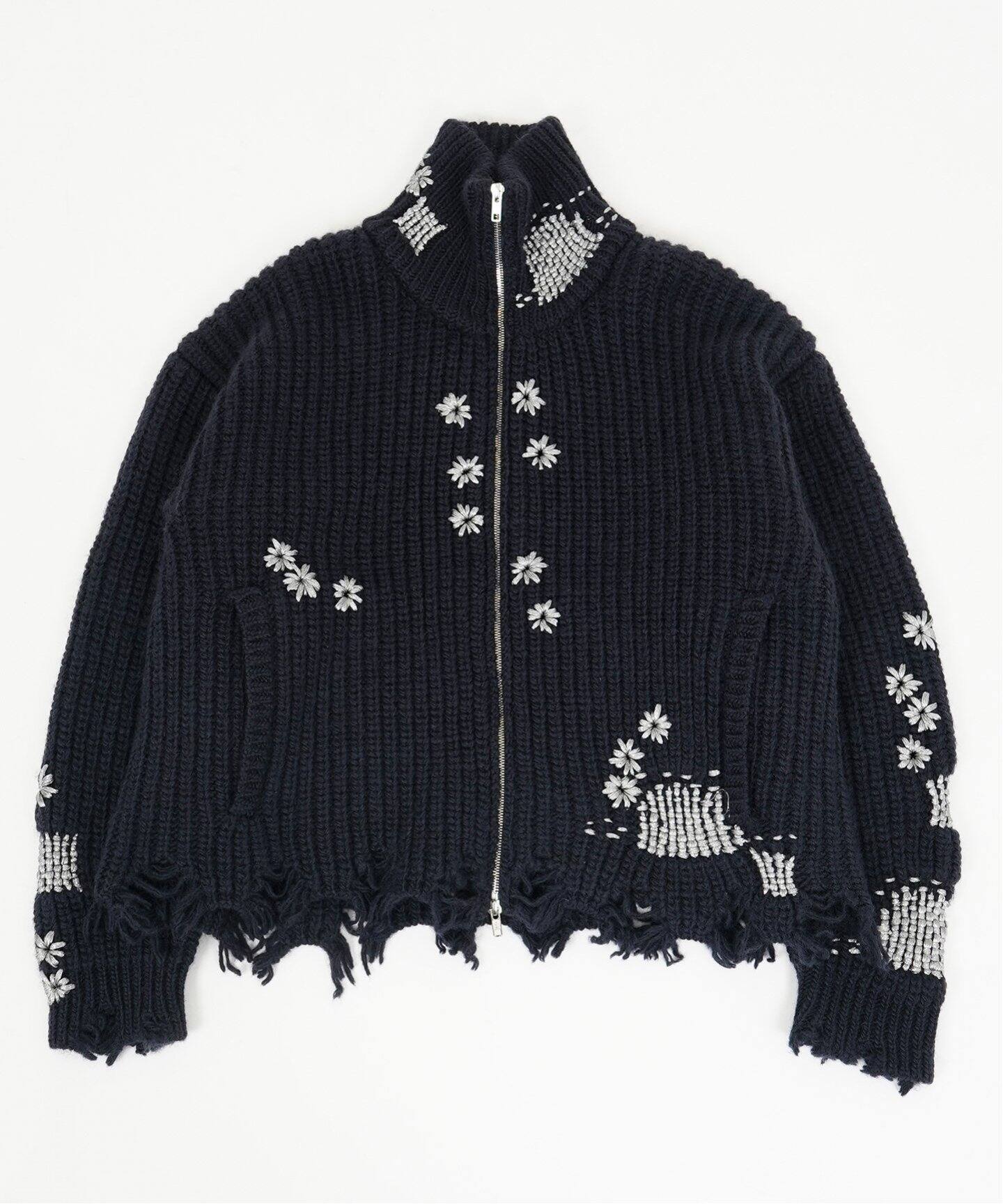 doublet × WISM】別注 DARNING CUTOFF DRIVERS KNIT（ニット／セーター 