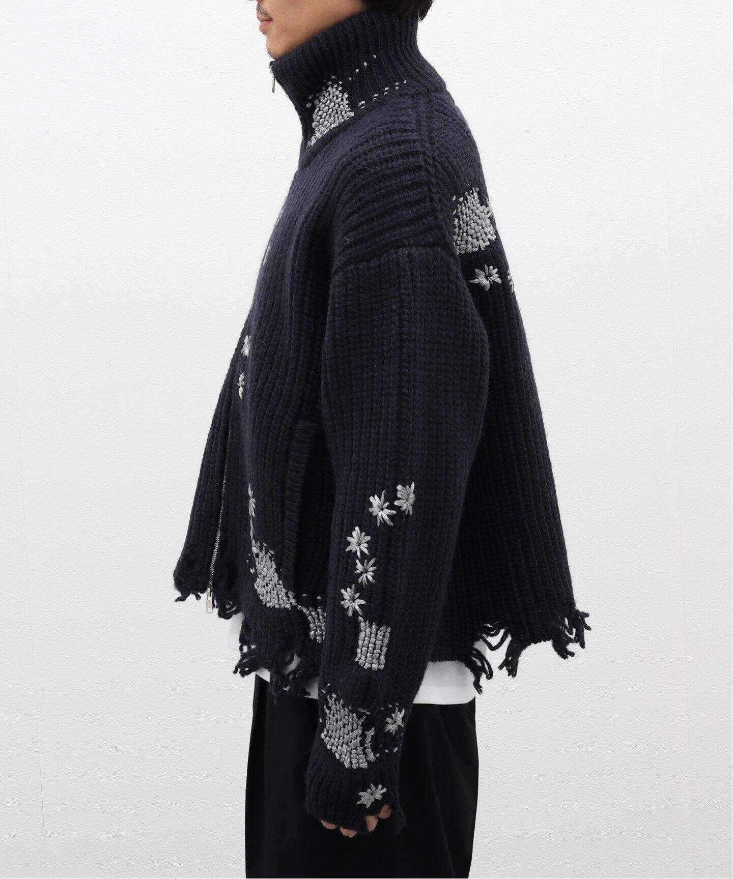 doublet × WISM】別注 DARNING CUTOFF DRIVERS KNIT（ニット／セーター 