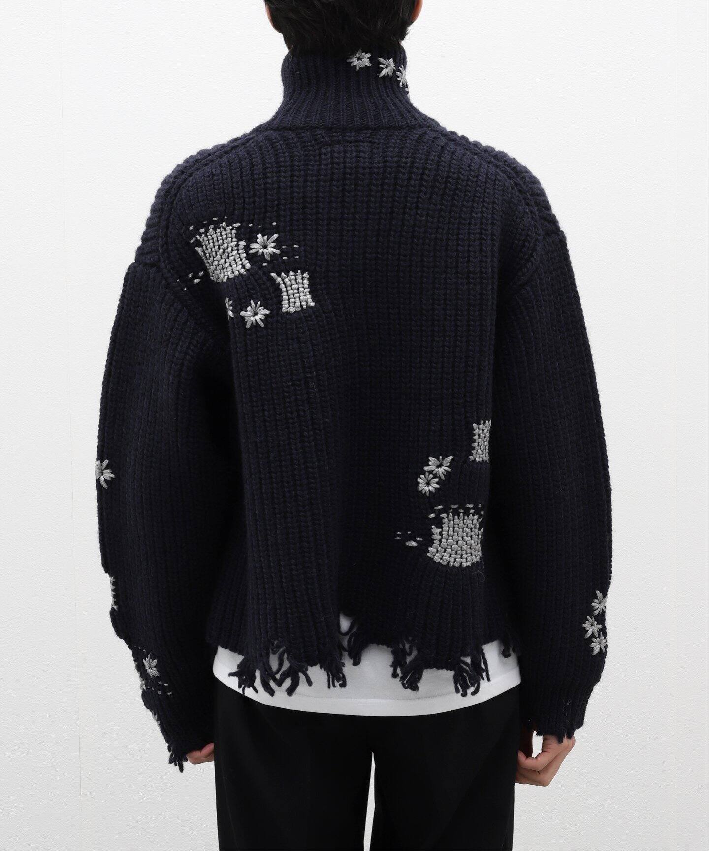 doublet × WISM】別注 DARNING CUTOFF DRIVERS KNIT（ニット／セーター 