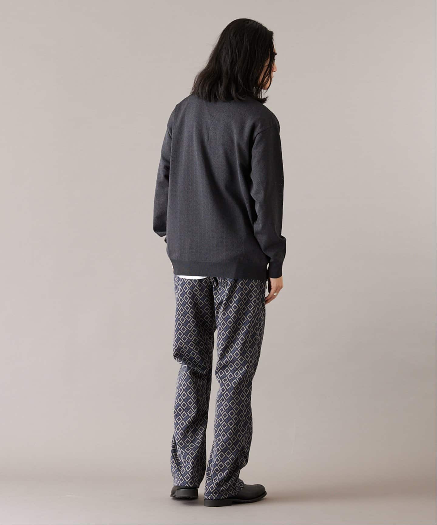 透かし編み ポリニットポロシャツ L/S（ニット／セーター